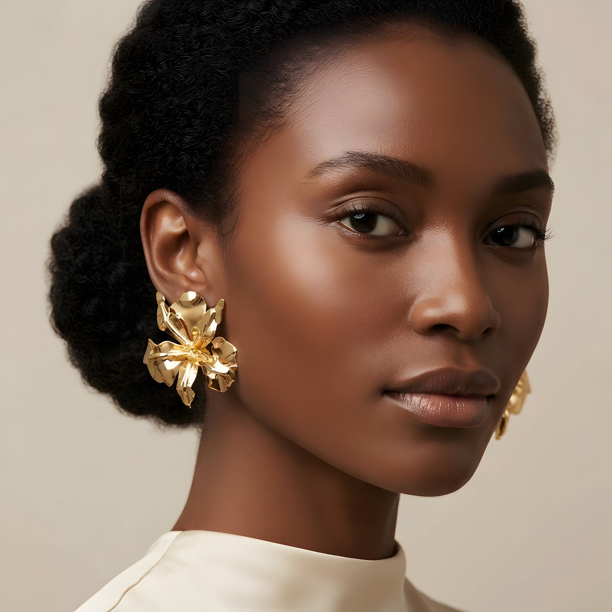 Gold Floral Statement Earrings – Oversized Flower Drop Earrings