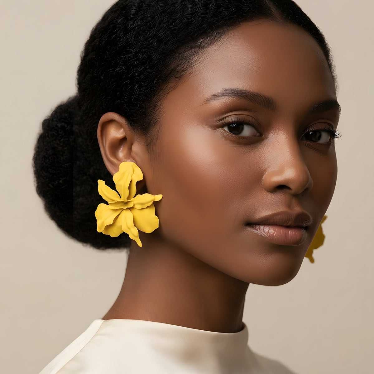Yellow Floral Statement Earrings – Oversized Flower Drop Earrings
