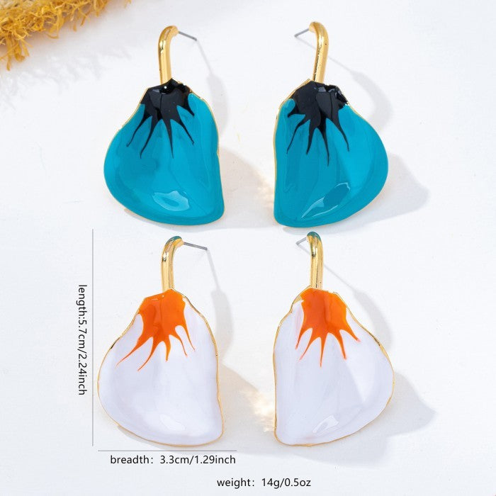 Metal Drip Oil Drop Flower Earrings