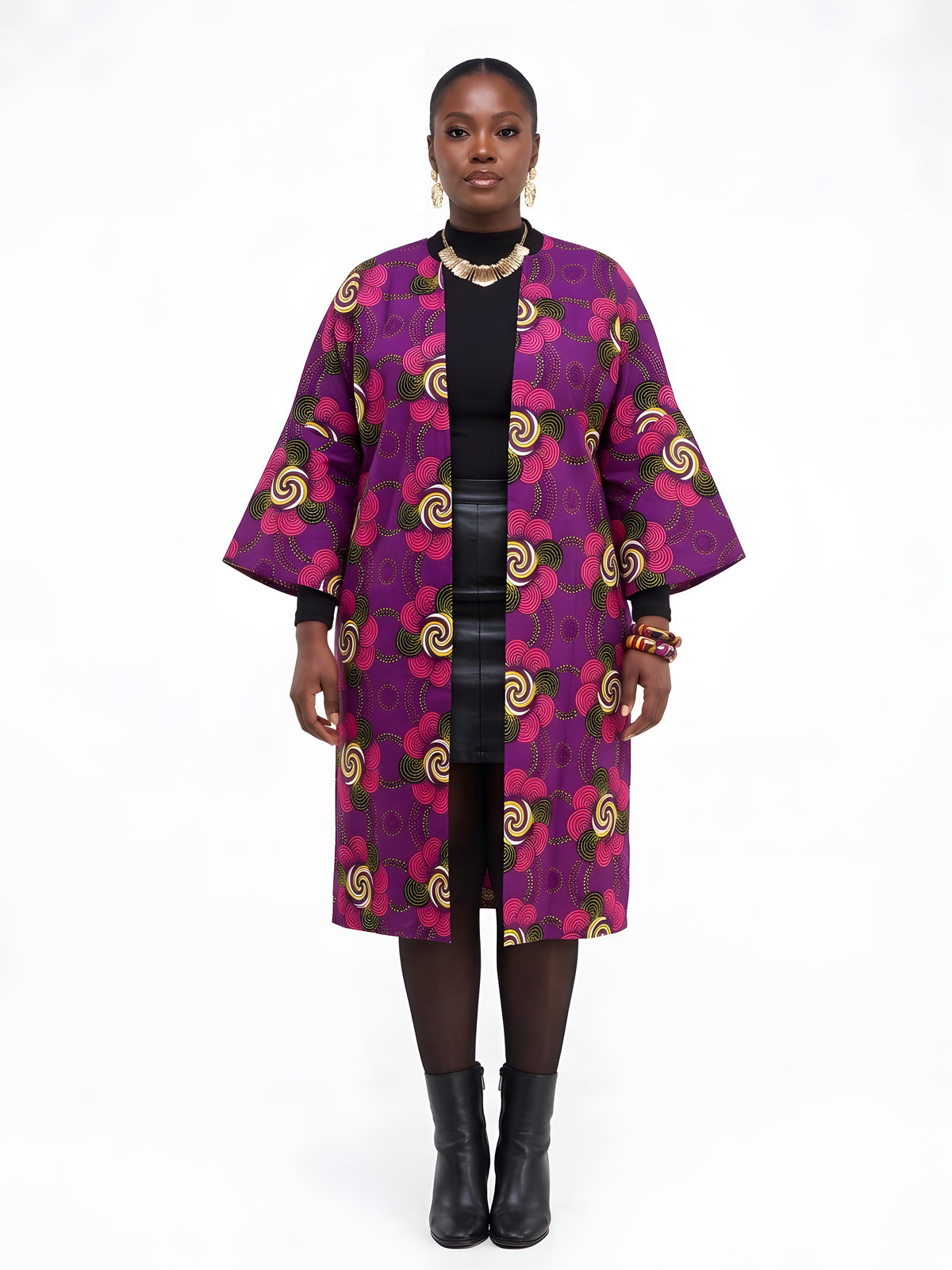 Reversible African Jacket for Women with Two-Sided Belt