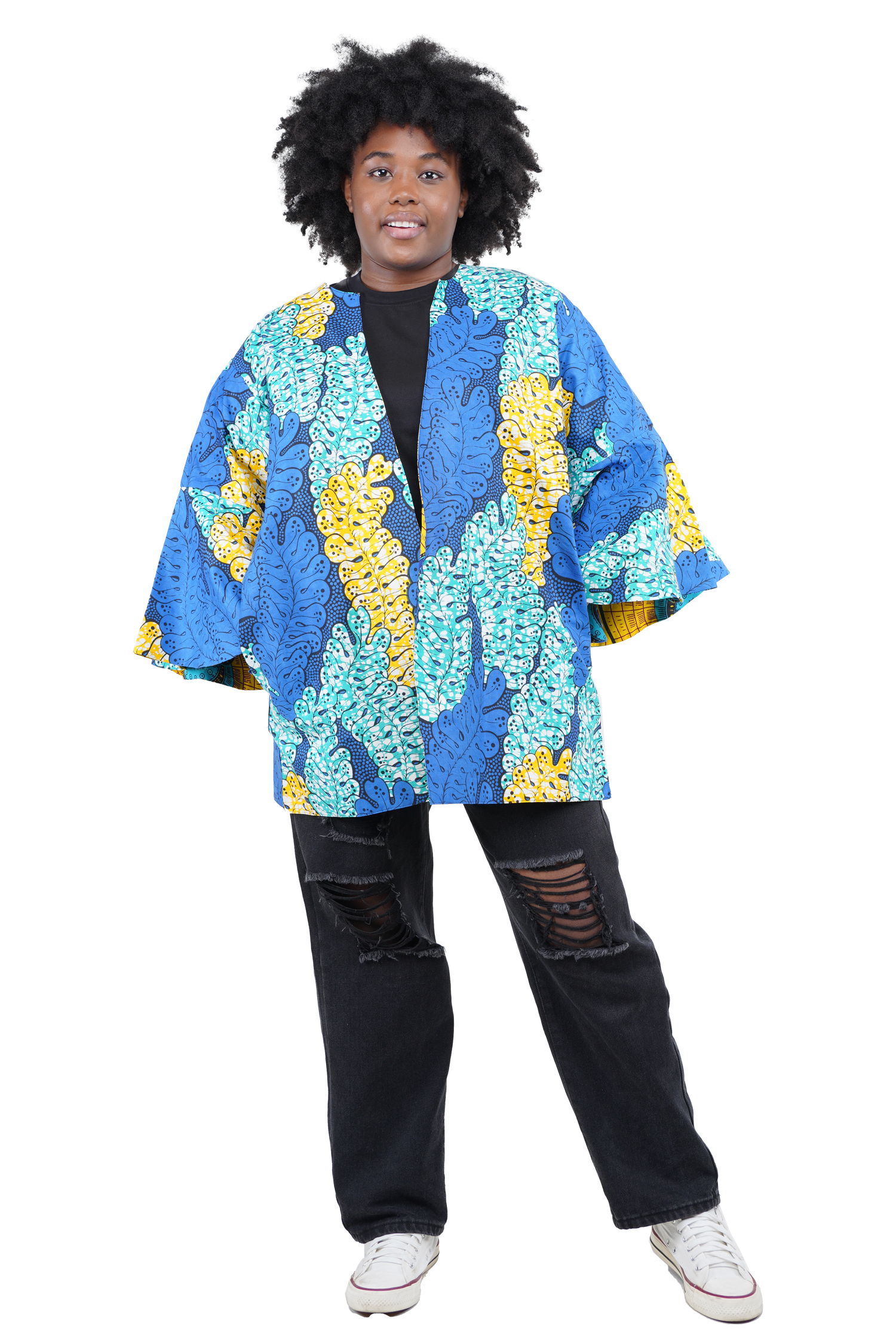 Reversible African Jacket Duster Short Coat Afrocentric Attire for Women