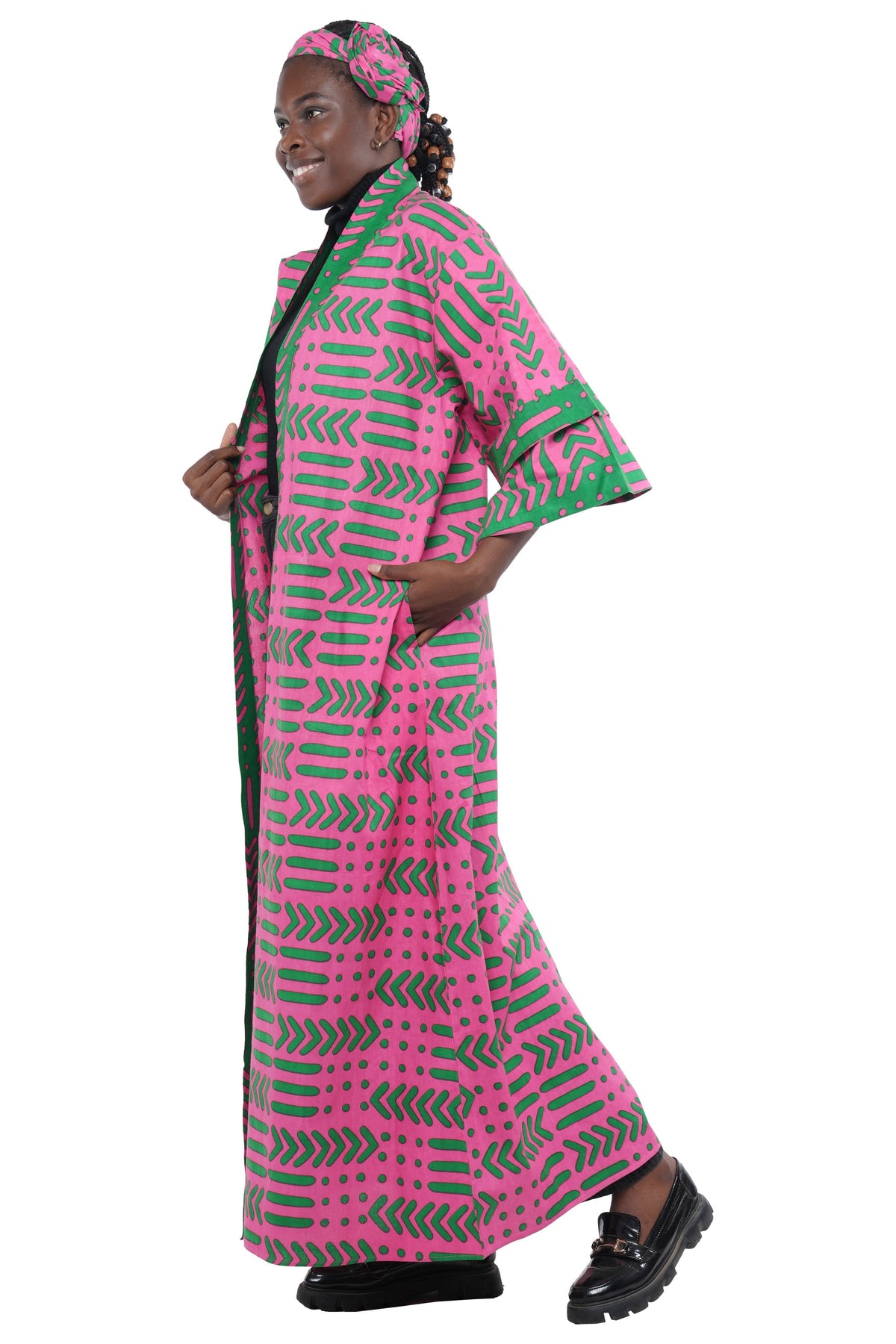 Long African Print Kimono for Women | One Size
