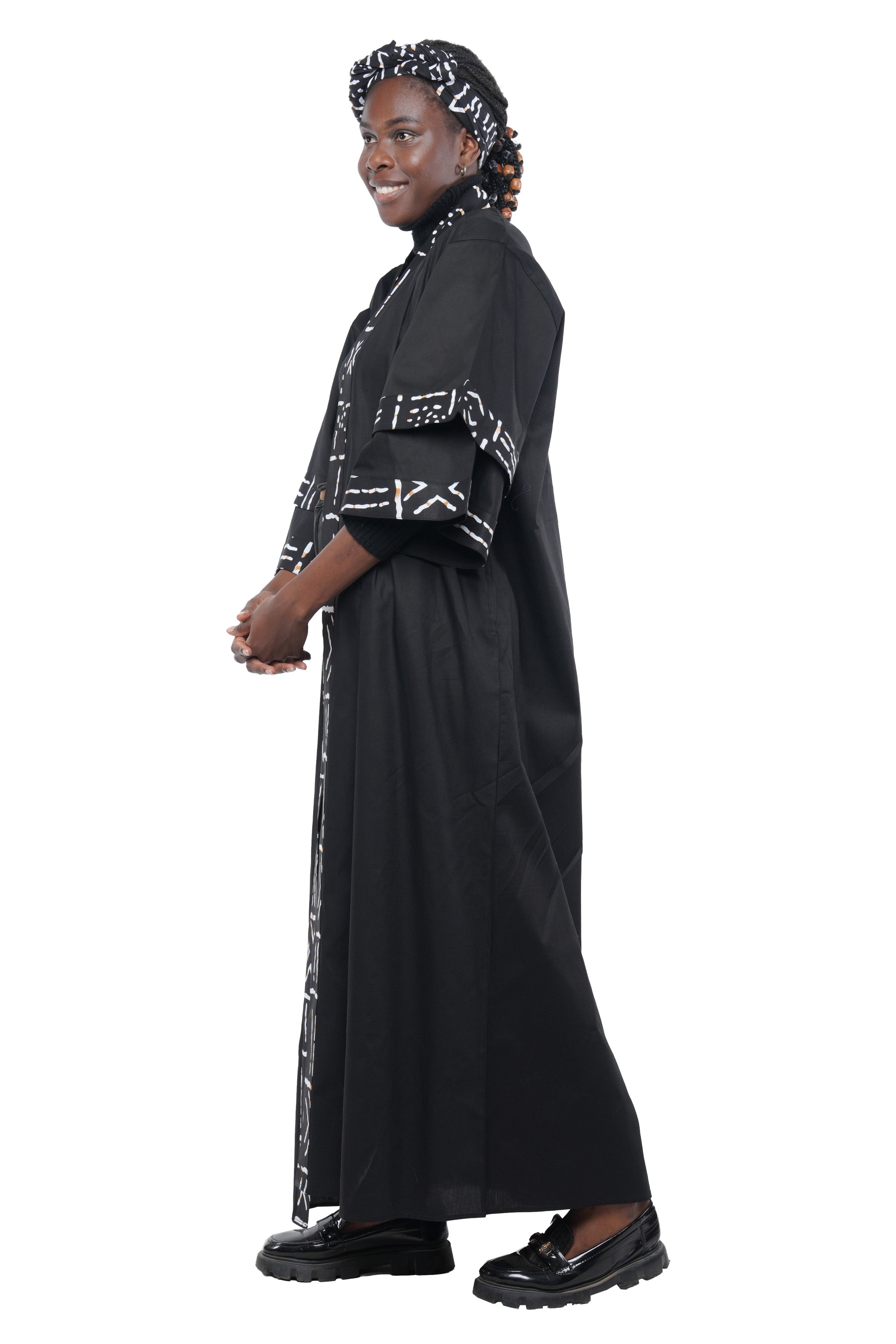 African Black Long Kimono Jacket