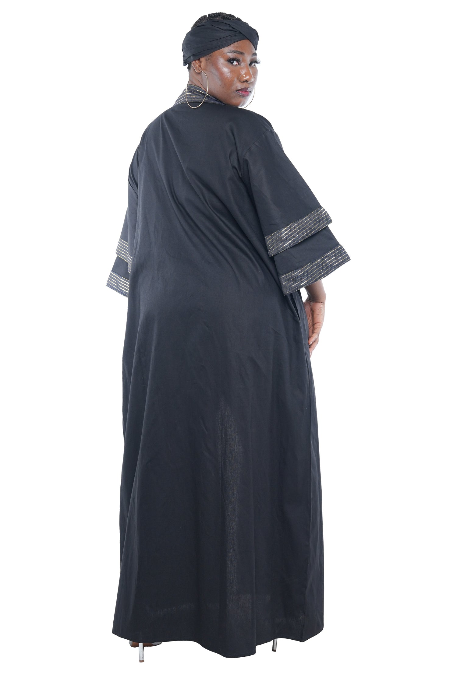 African Black Long Kimono Jacket