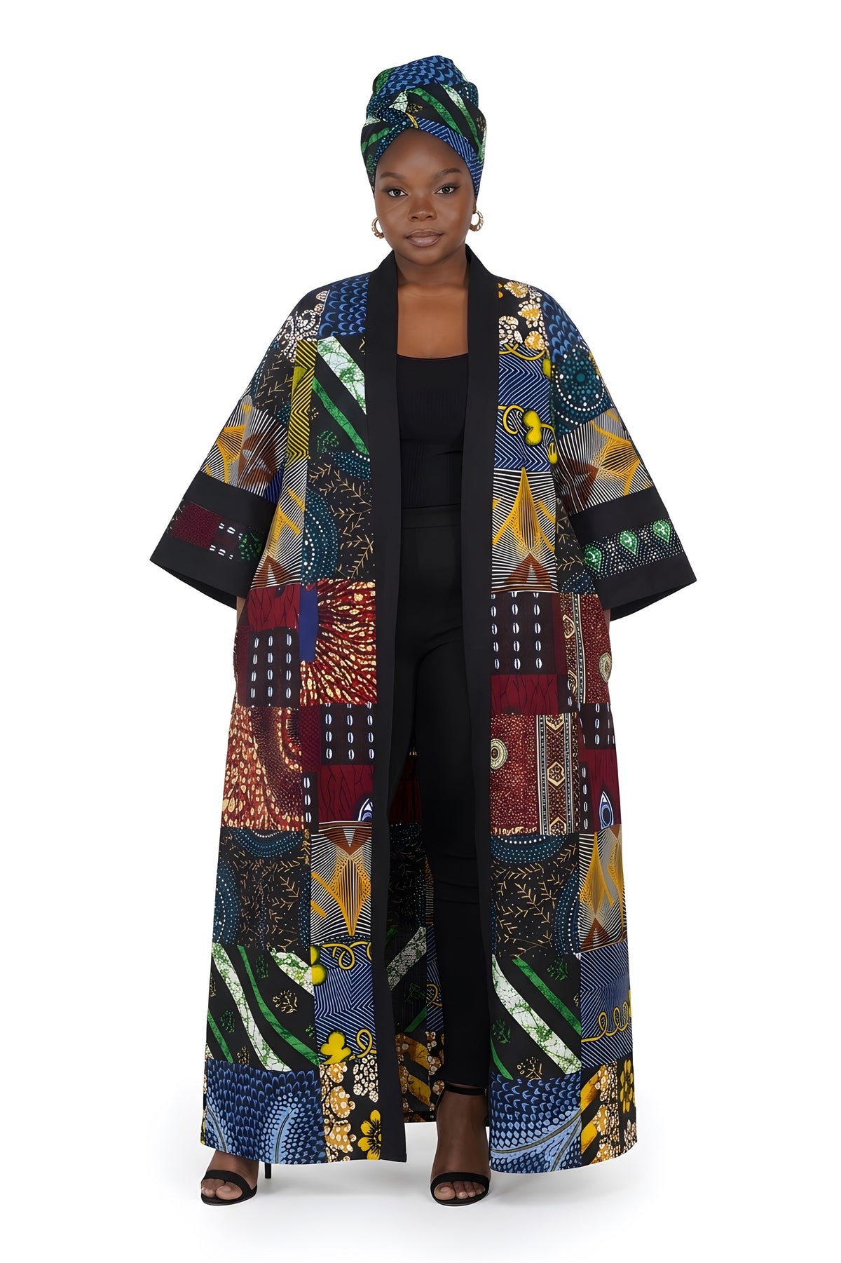 Long African Print Kimono for Women | One Size
