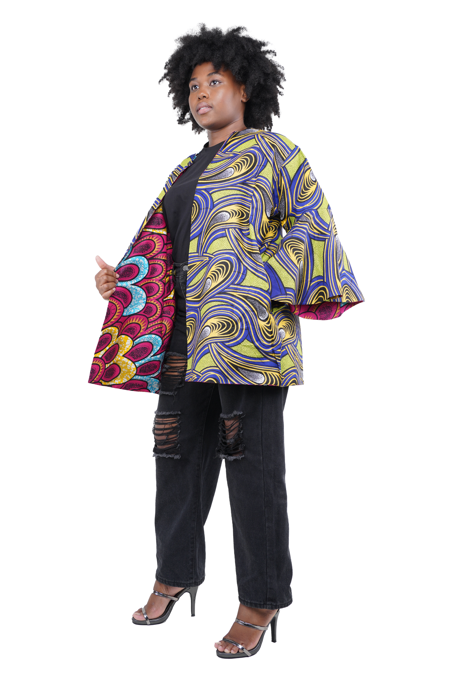 Reversible African Jacket Duster Short Coat Afrocentric Attire for Women