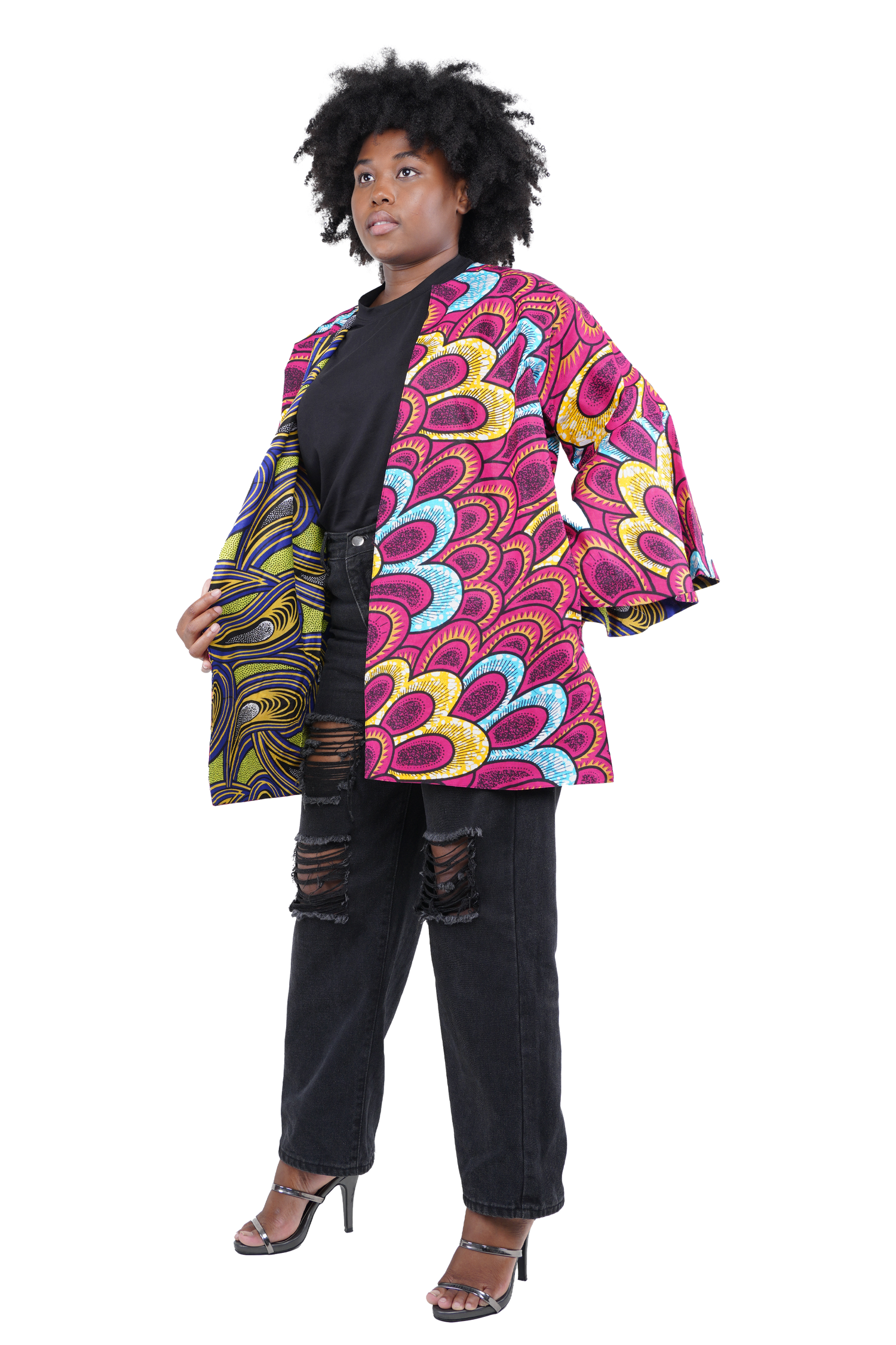 Reversible African Jacket Duster Short Coat Afrocentric Attire for Women