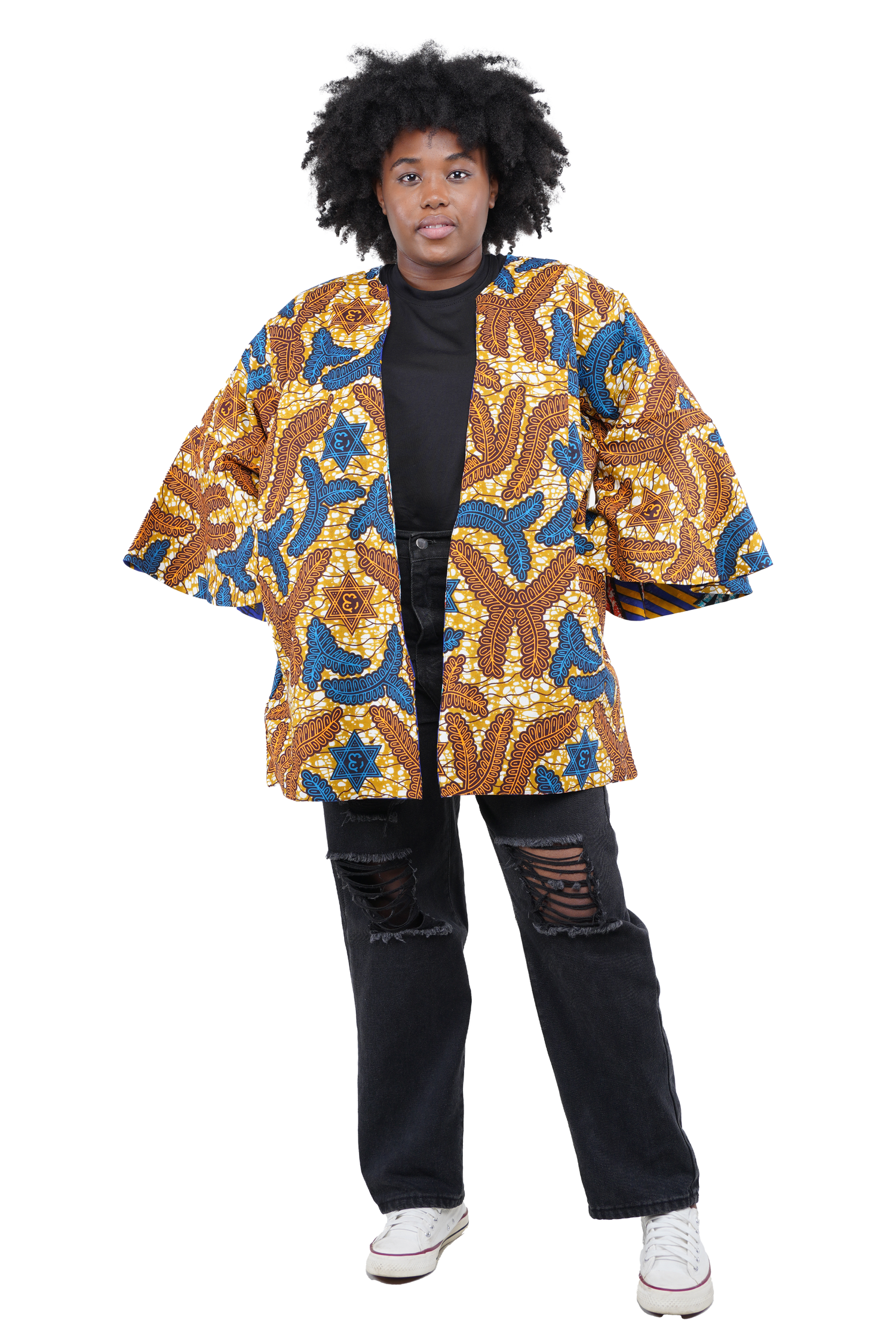Reversible African Jacket Duster Short Coat Afrocentric Attire for Women
