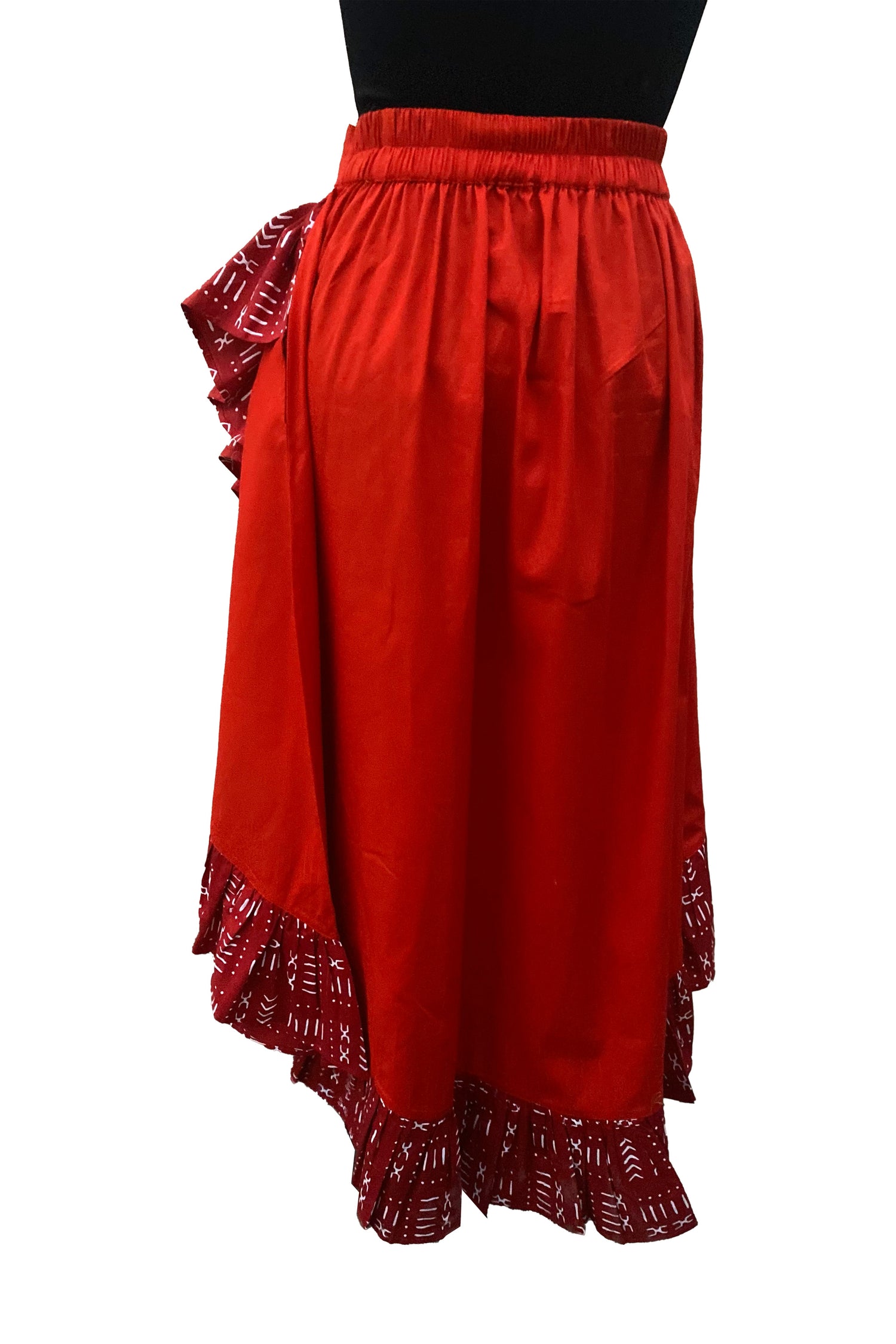 African Trim High Low Ruffled Skirt