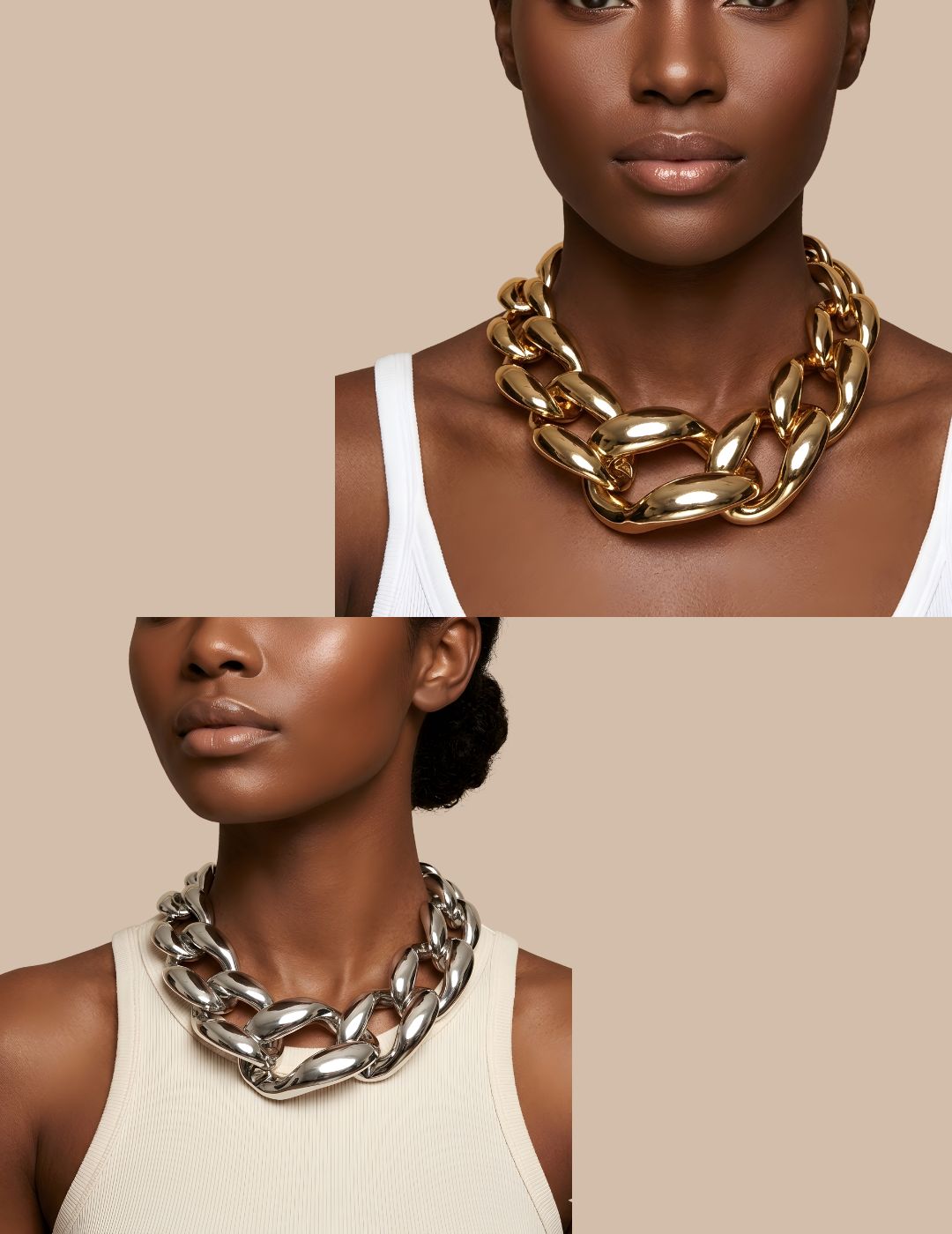 Exaggerated Large Thick Chain Necklace | Pack of Two