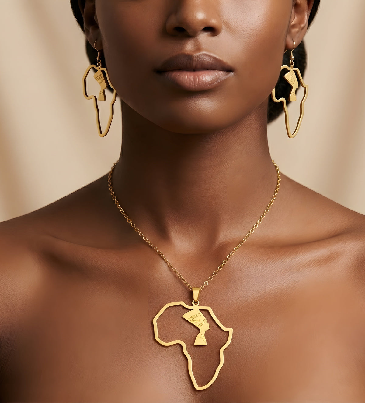 African Pendant Necklace & Matching Earrings Set – Women&