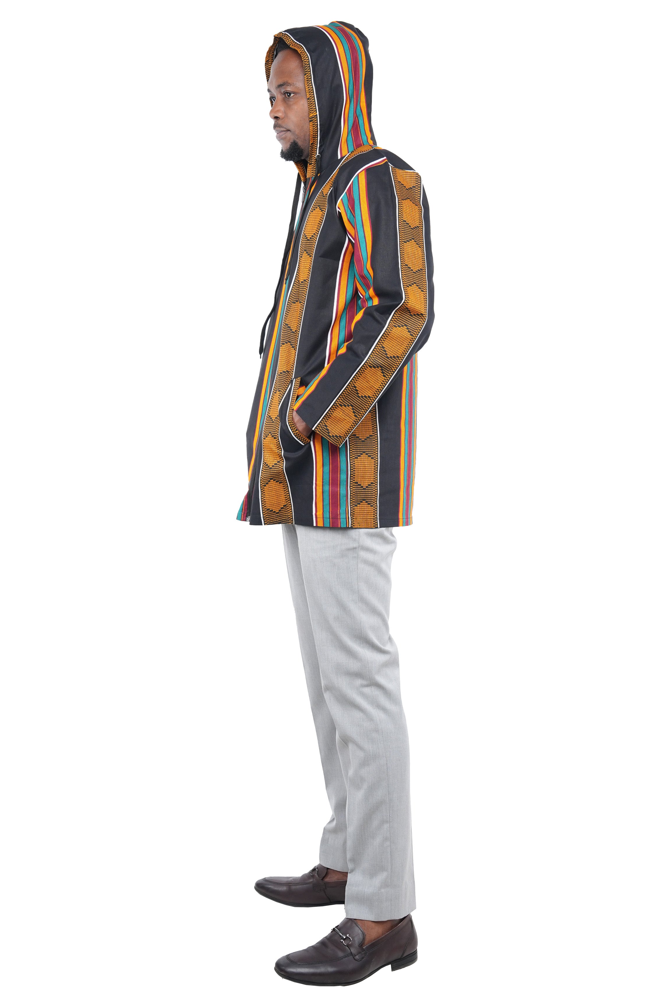 African print zipper hoodie for men 100% cotton