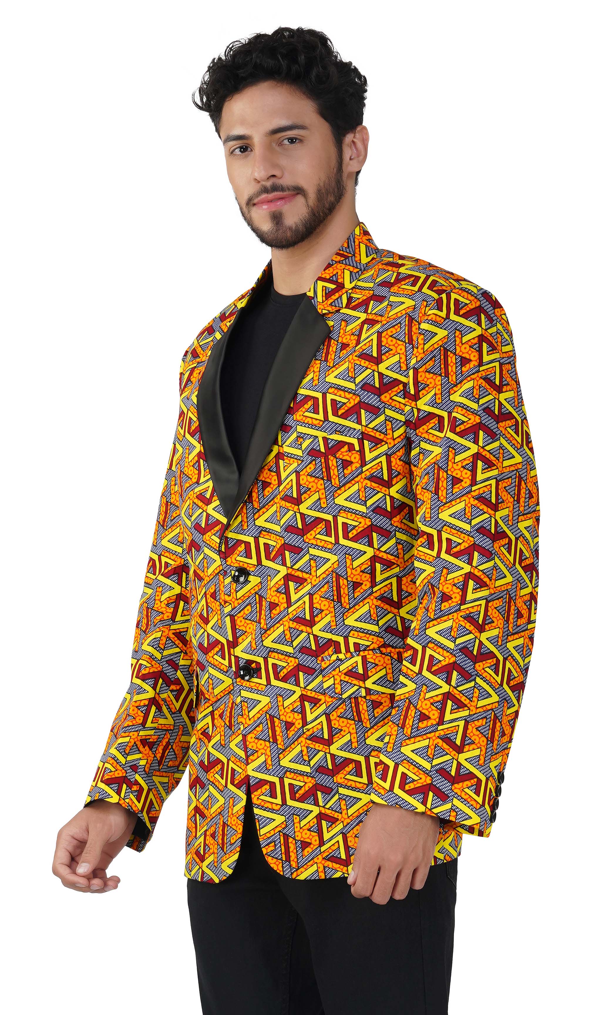 African Print Blazer Jacket for Men, 100% Cotton, Lined, Traditional Dashiki