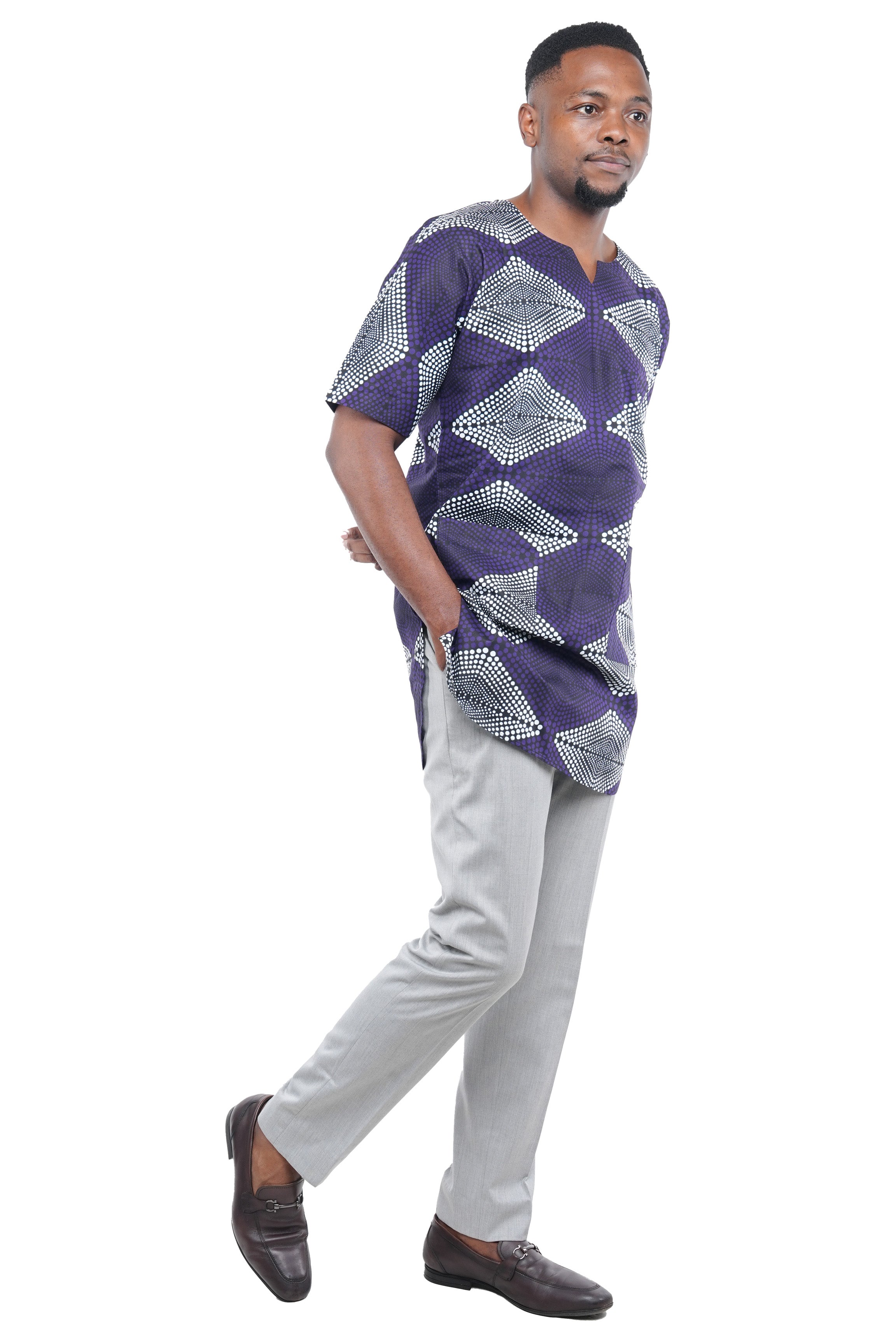 African men’s cotton top with two pockets short sleeve traditional shirt