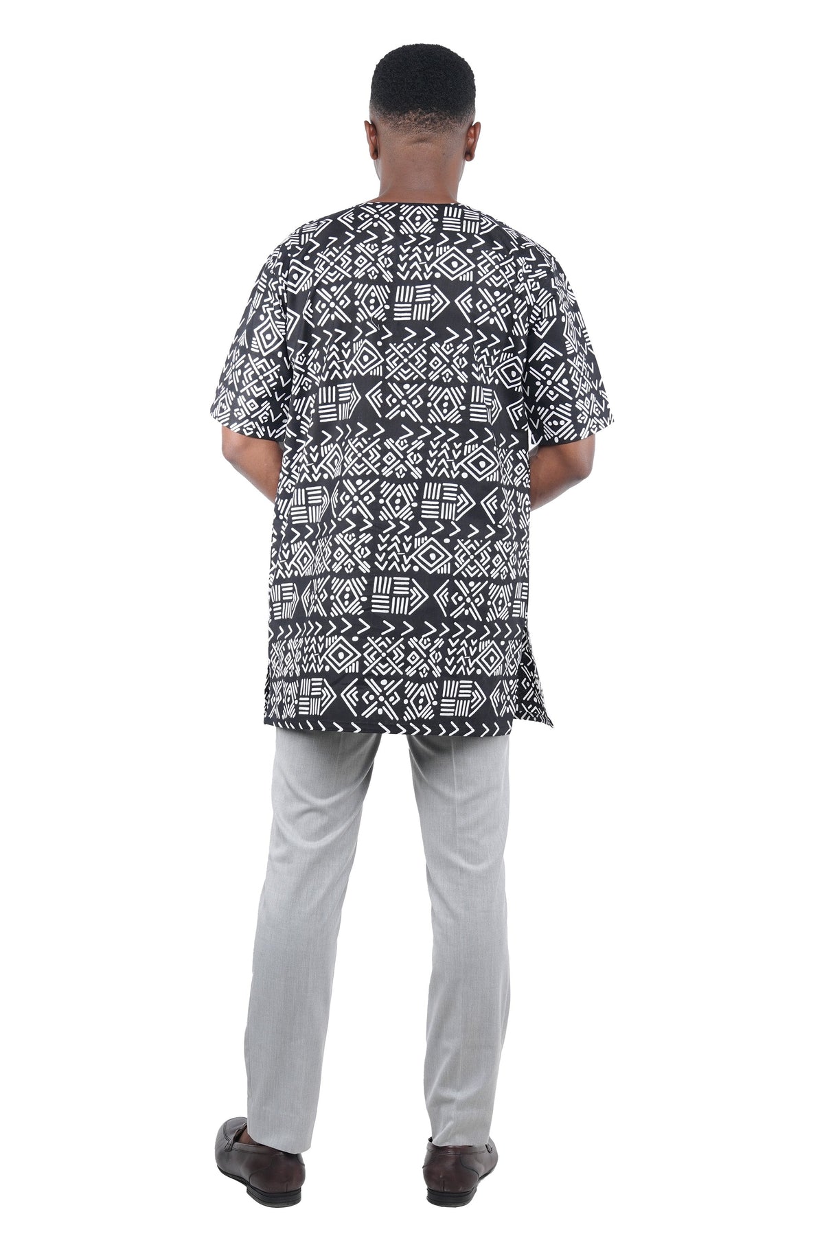 Men’s African Print Short Sleeve Shirt with Front Buttons