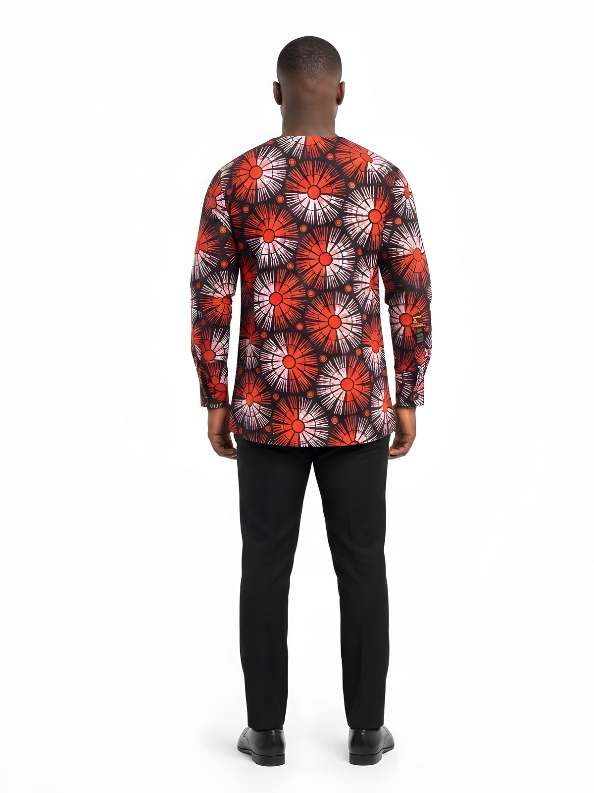 Men’s African Print Long Sleeve Shirt with Front Buttons