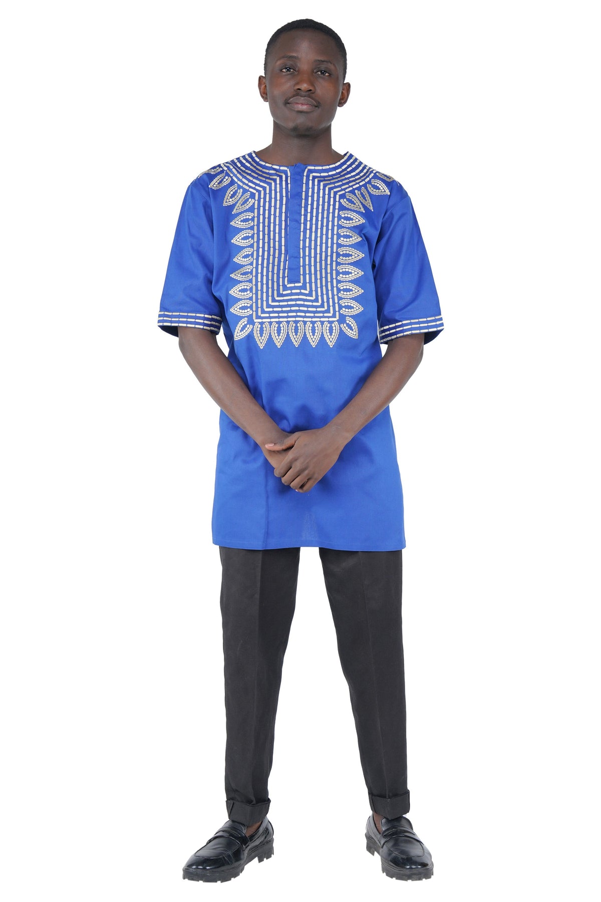 Royal Blue Gold Embroidered T&