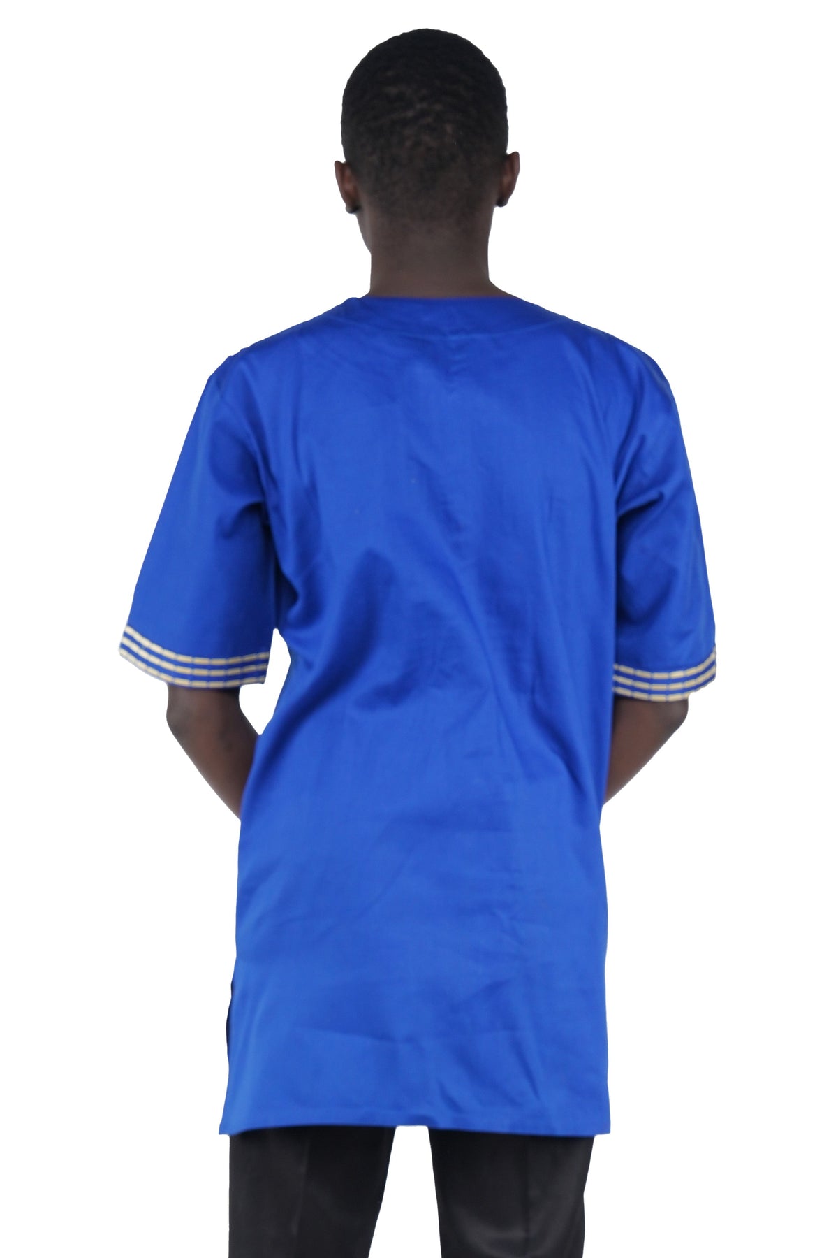 Royal Blue Gold Embroidered T&