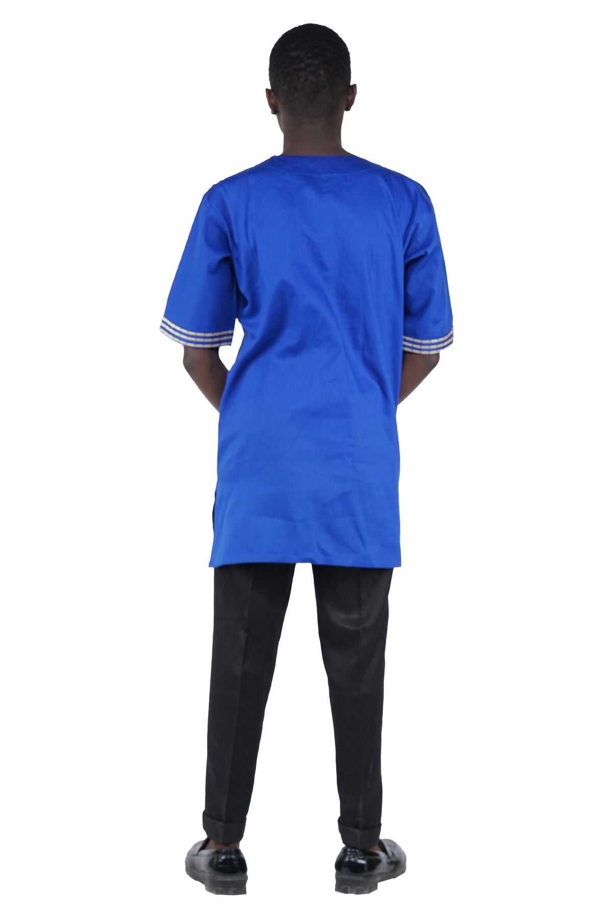 Royal Blue Gold Embroidered T&