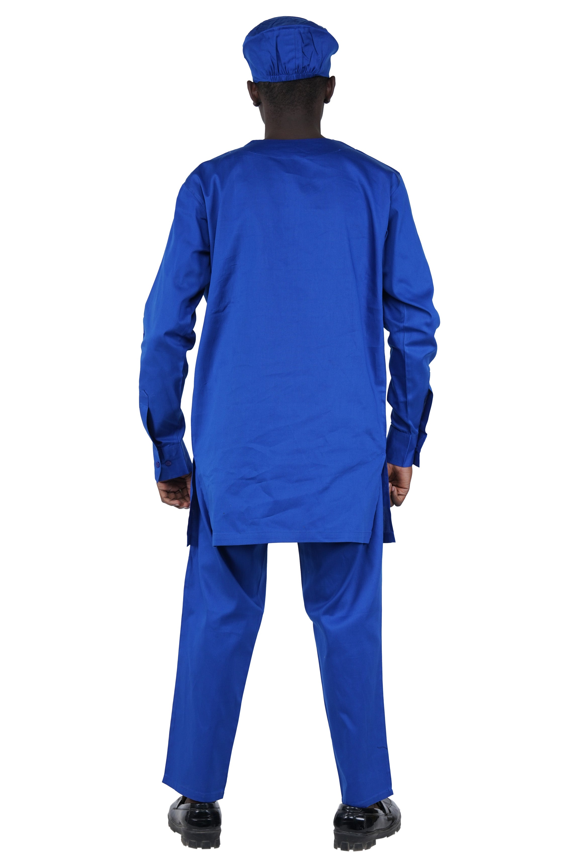 Royal Blue Top, Pant & Hat Set for Men | Long Sleeve 3 Piece Outfit with Pockets