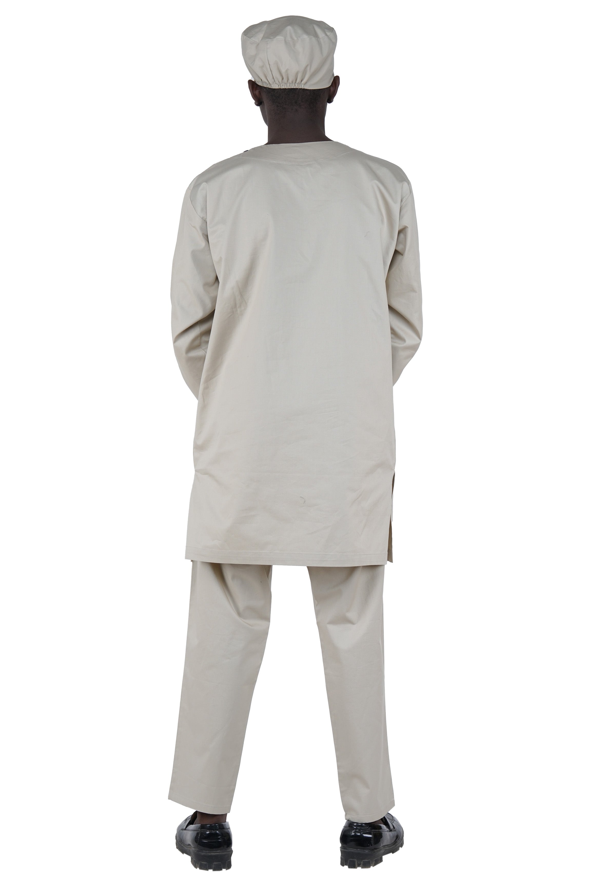 Off White Top, Pant & Hat Set for Men | Long Sleeve 3 Piece Outfit with Pockets