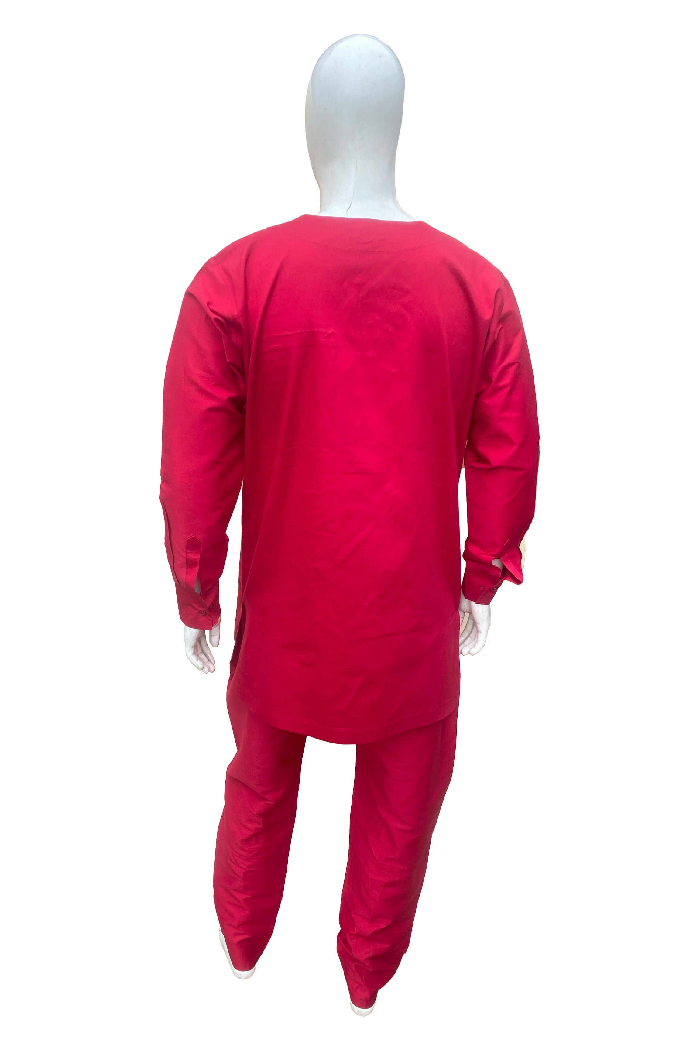 Maroon Patchwork Top & Pant Set for Men | Full Sleeve 2 Piece Outfit with Pockets