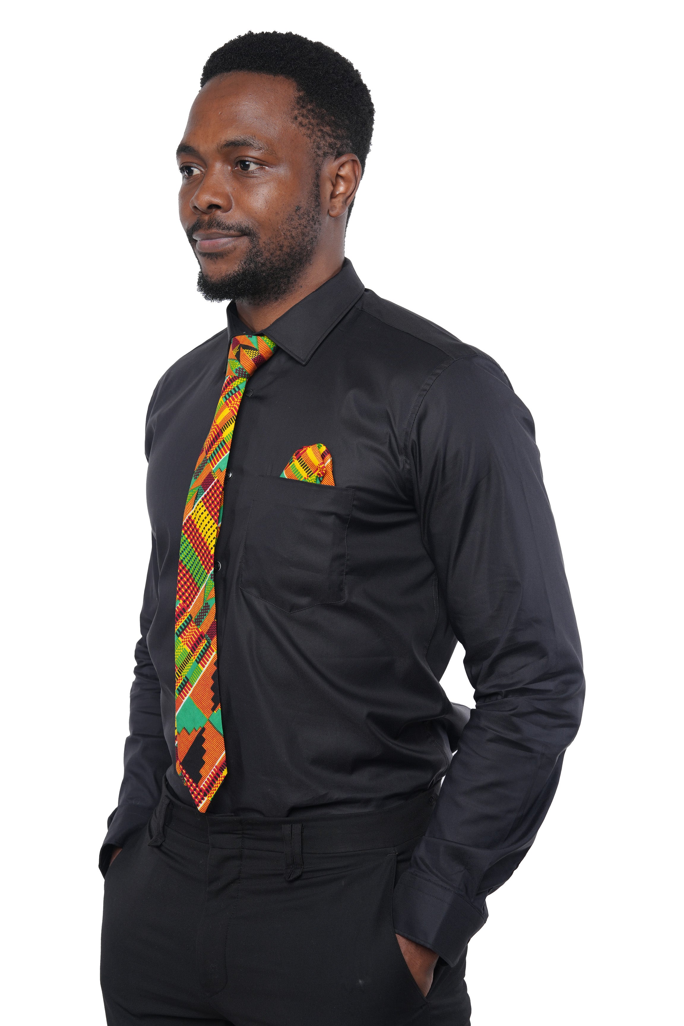 African Men’s Neck Tie, Bow Tie & Pocket Square Set | African Print Formal Wear