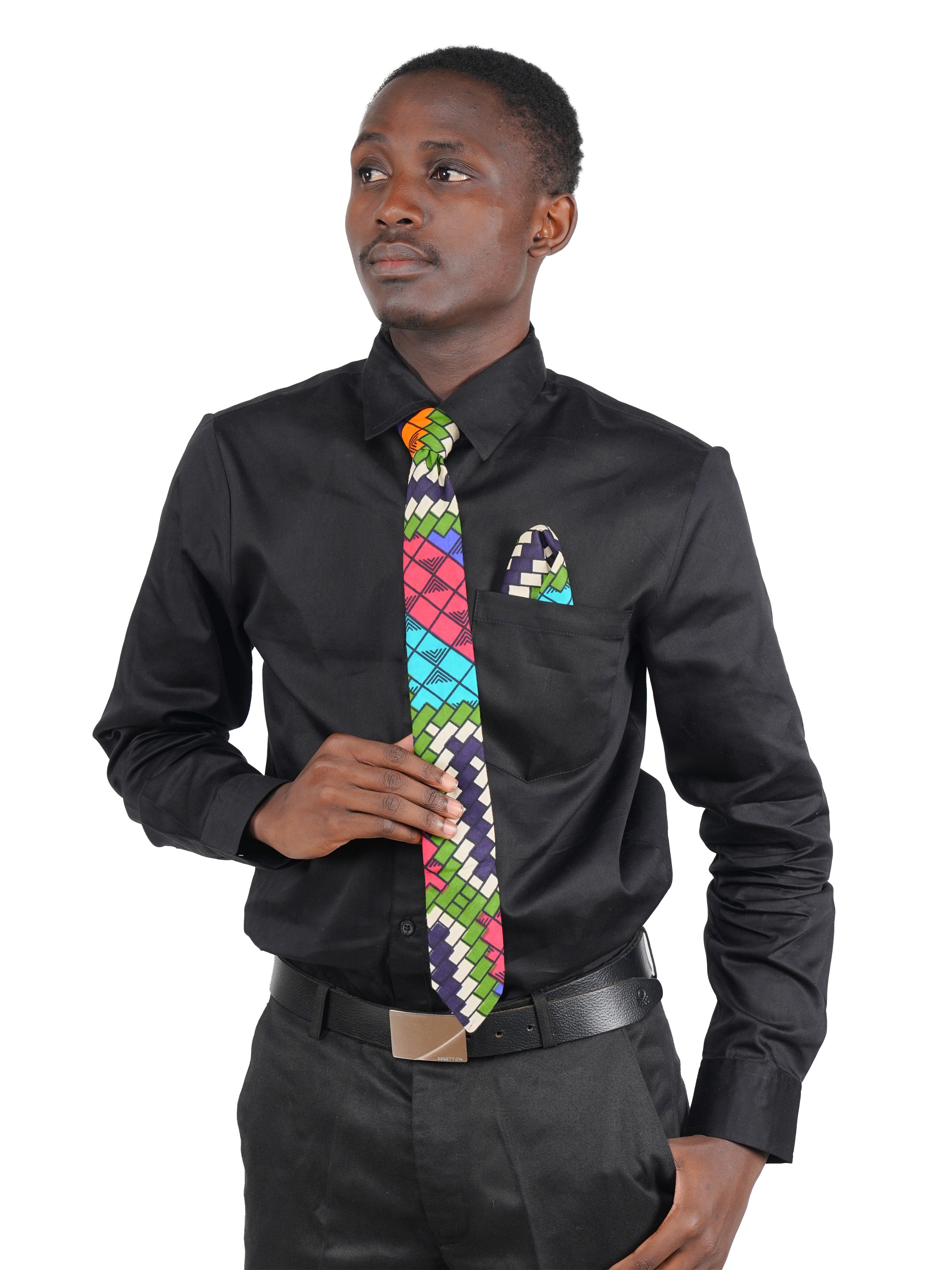 African Men’s Neck Tie, Bow Tie & Pocket Square Set | African Print Formal Wear