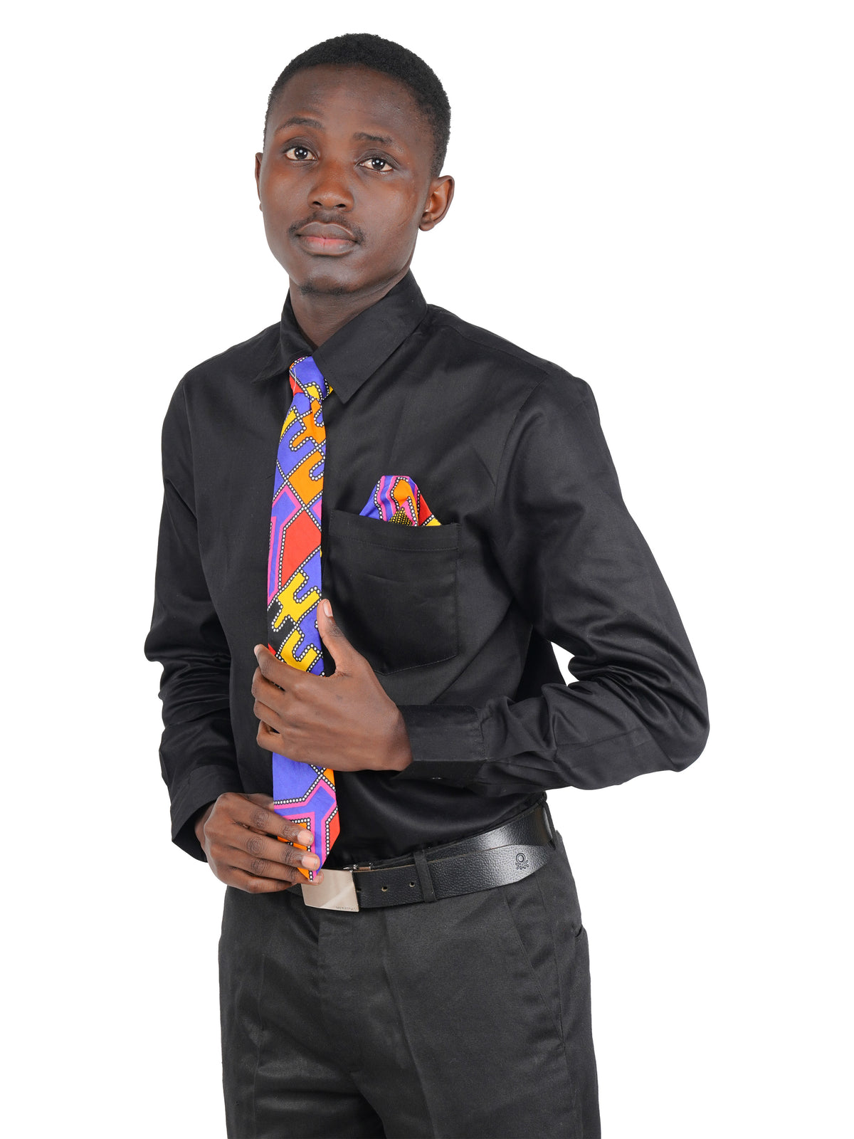 African Men’s Neck Tie, Bow Tie & Pocket Square Set | African Print Formal Wear