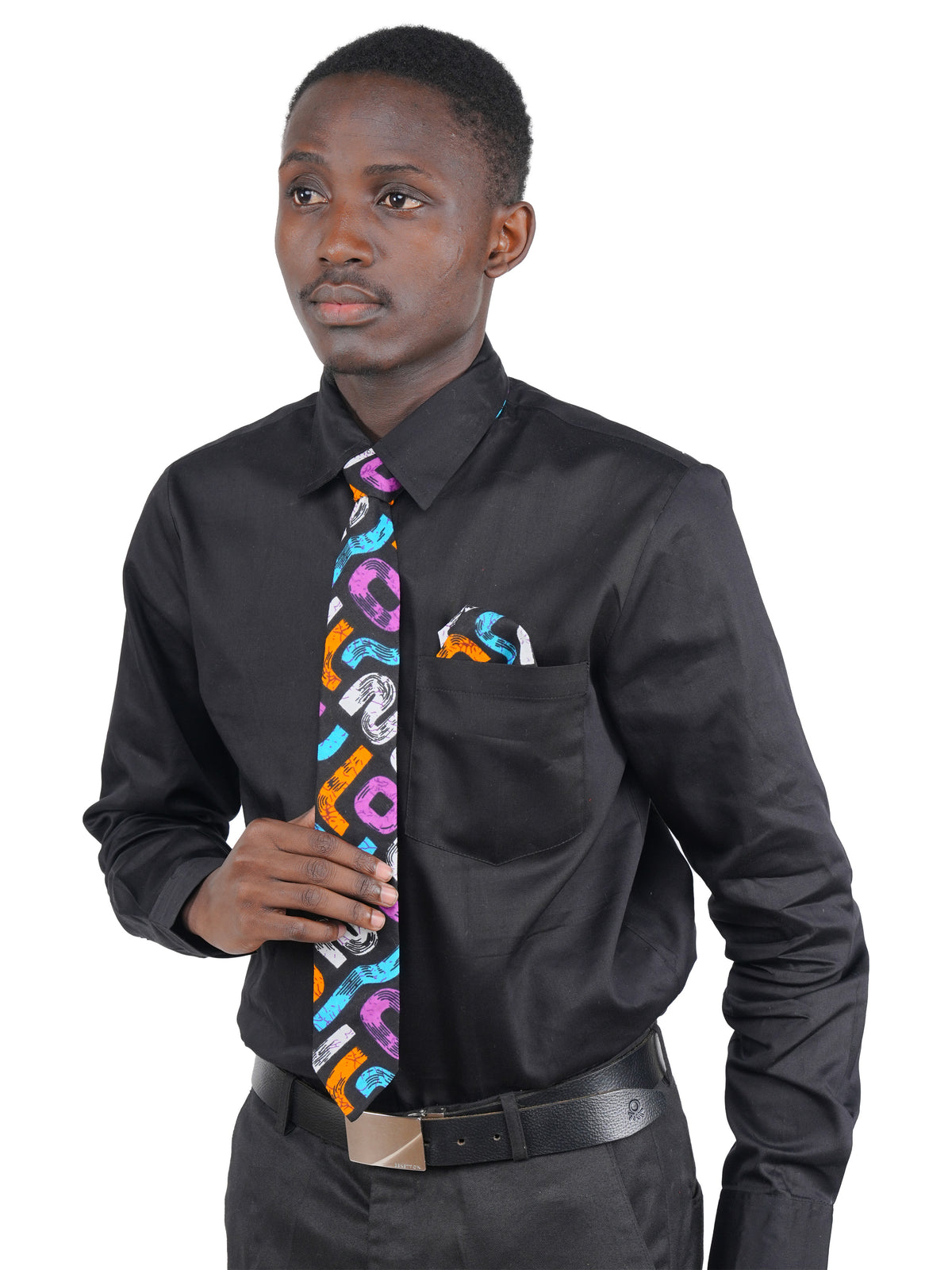 African Men’s Neck Tie, Bow Tie & Pocket Square Set | African Print Formal Wear