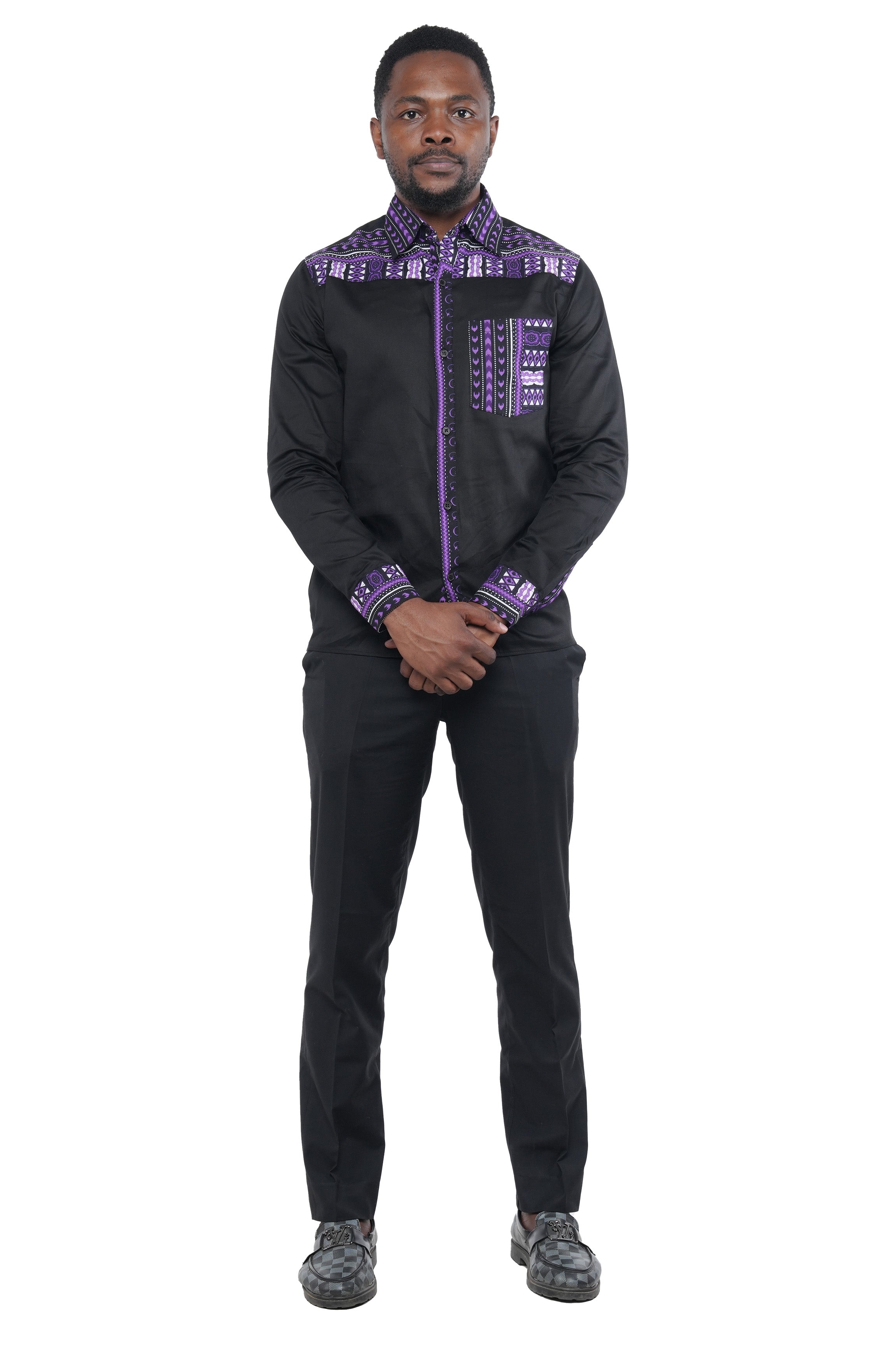African Button Down Shirt for Men | Patch Pocket – Cotton full Sleeve