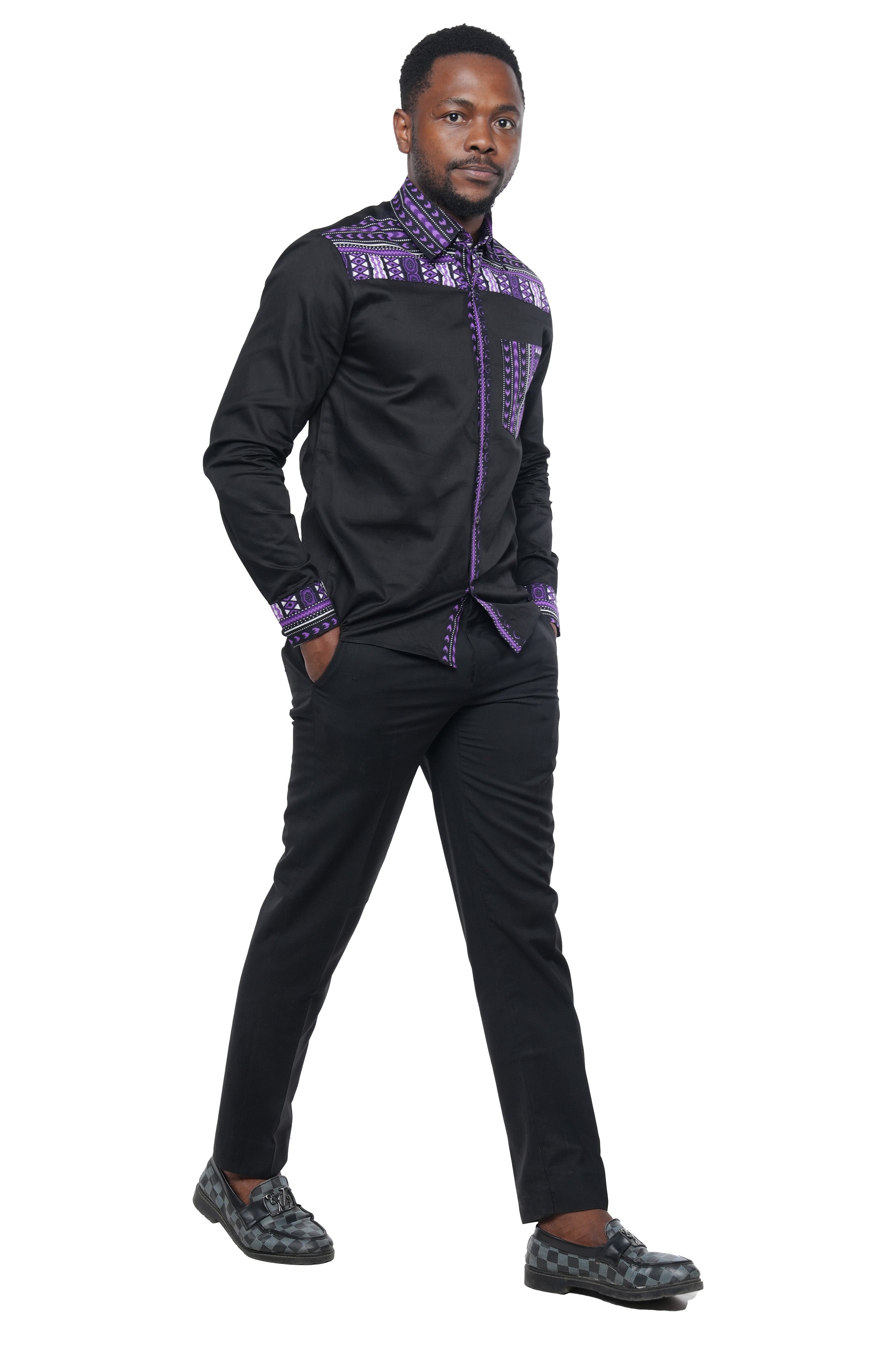 African Button Down Shirt for Men | Patch Pocket – Cotton full Sleeve