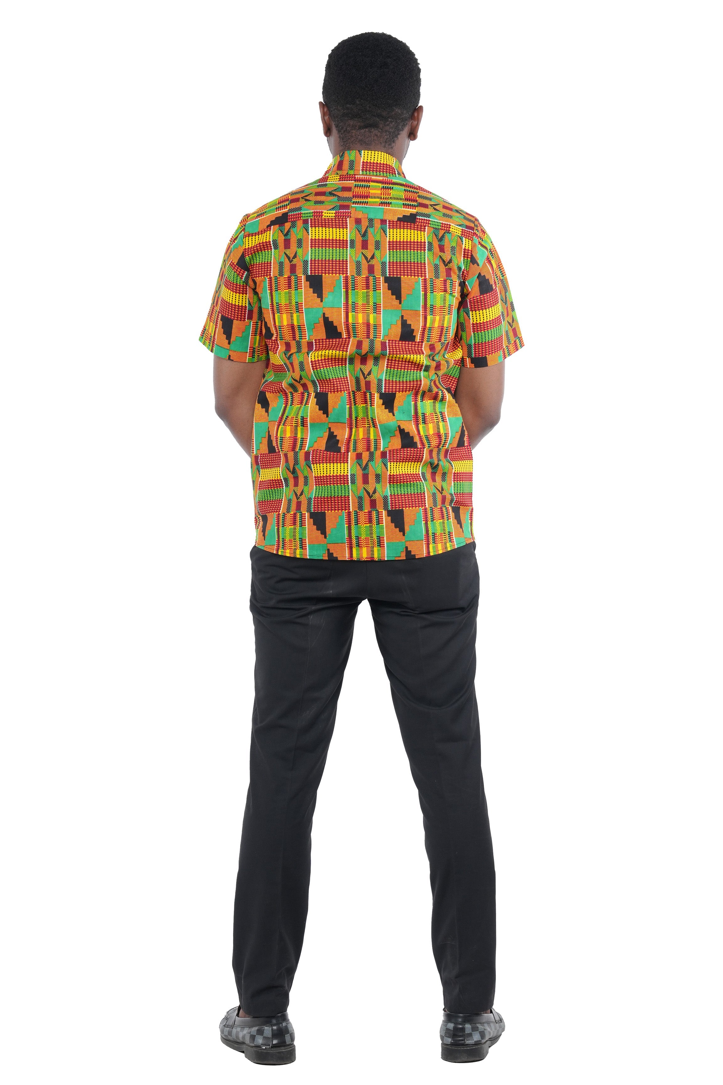 African button down shirt for men – short sleeve cotton traditional top (M–3XL)