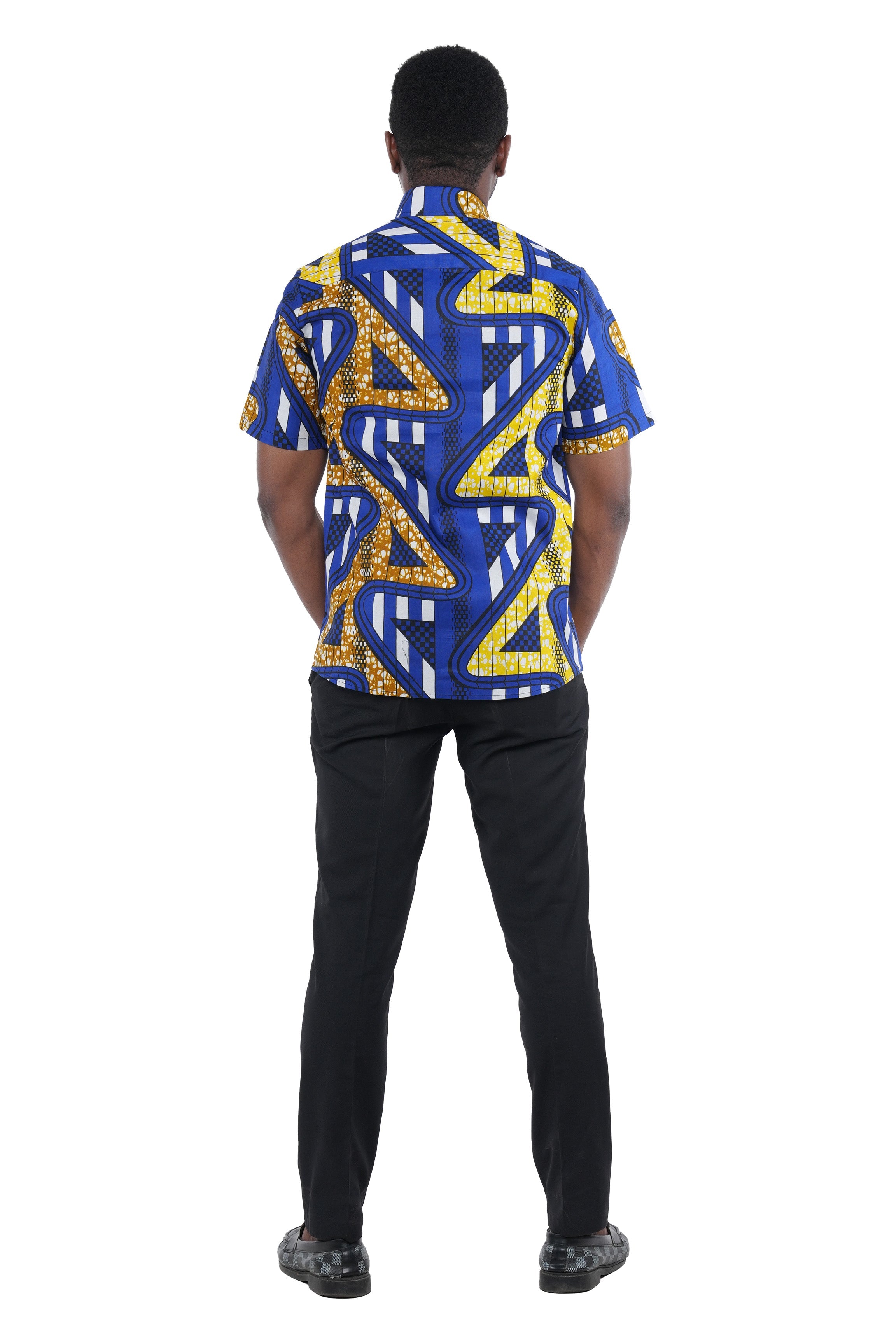 African Button Down Shirt for Men With One Patch Pocket – Cotton Short Sleeve Top (M–5XL)