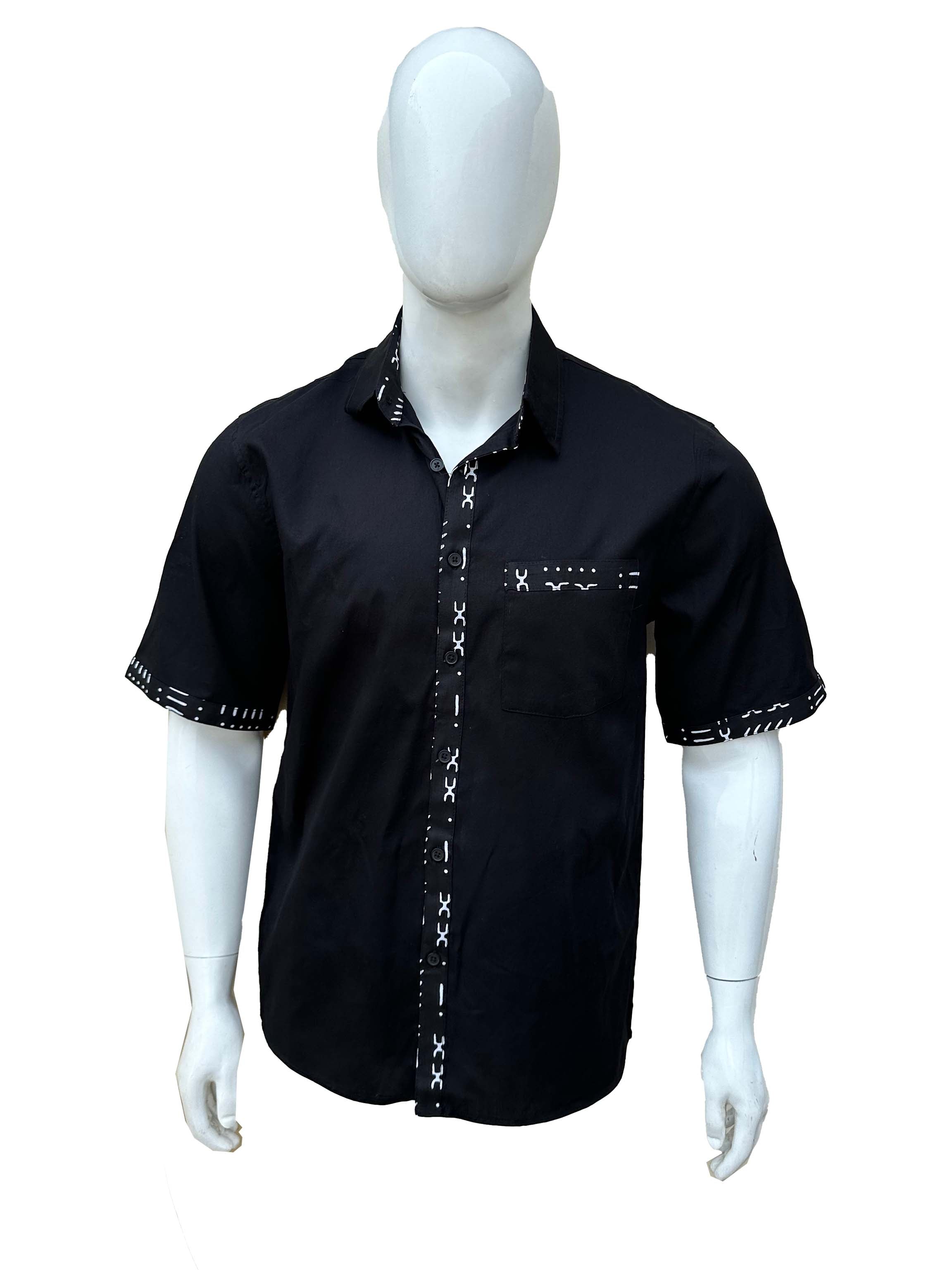 African Button Down Shirt for Men | Patch Pocket – Cotton Short Sleeve Top 5XL