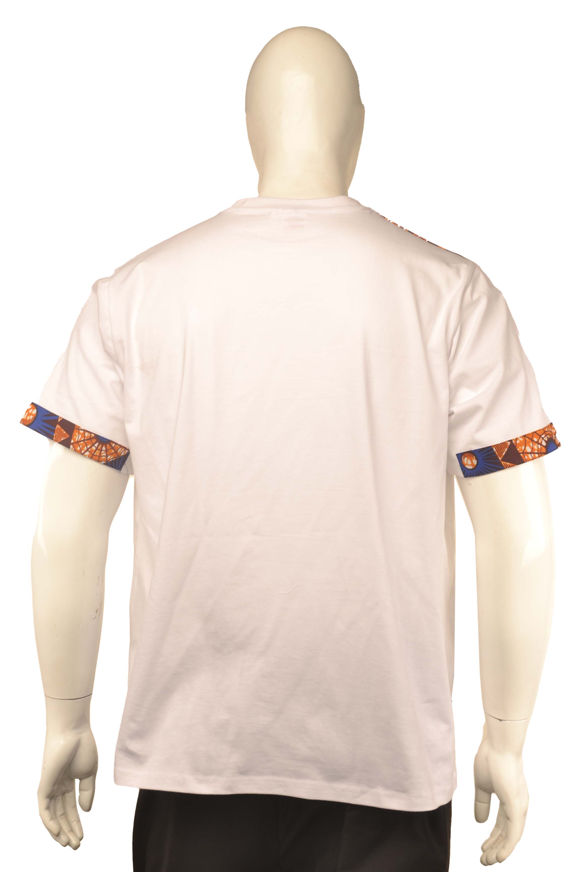 African Trim Short Sleeve T-Shirt for Men – 100% Cotton Dashiki Patch Top, African Clothing, Casual Ethnic Wear, Same Day Shipping