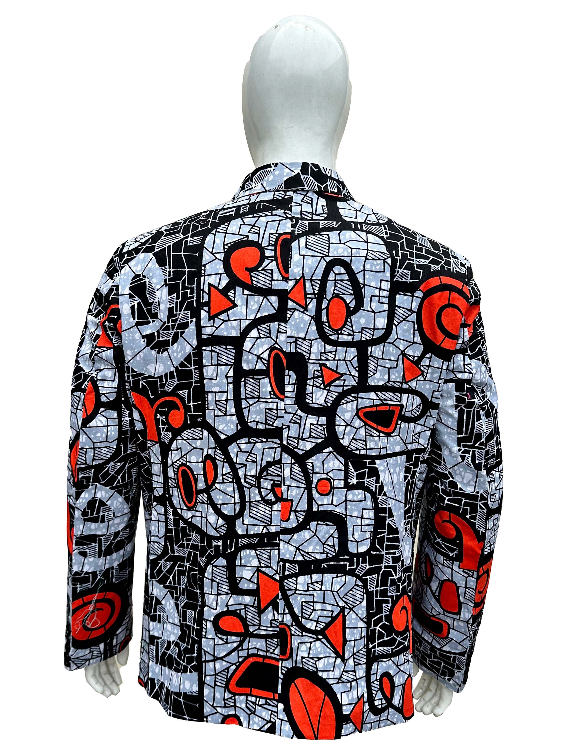 African Print Blazer Jacket for Men, 100% Cotton, Lined, Traditional Dashiki