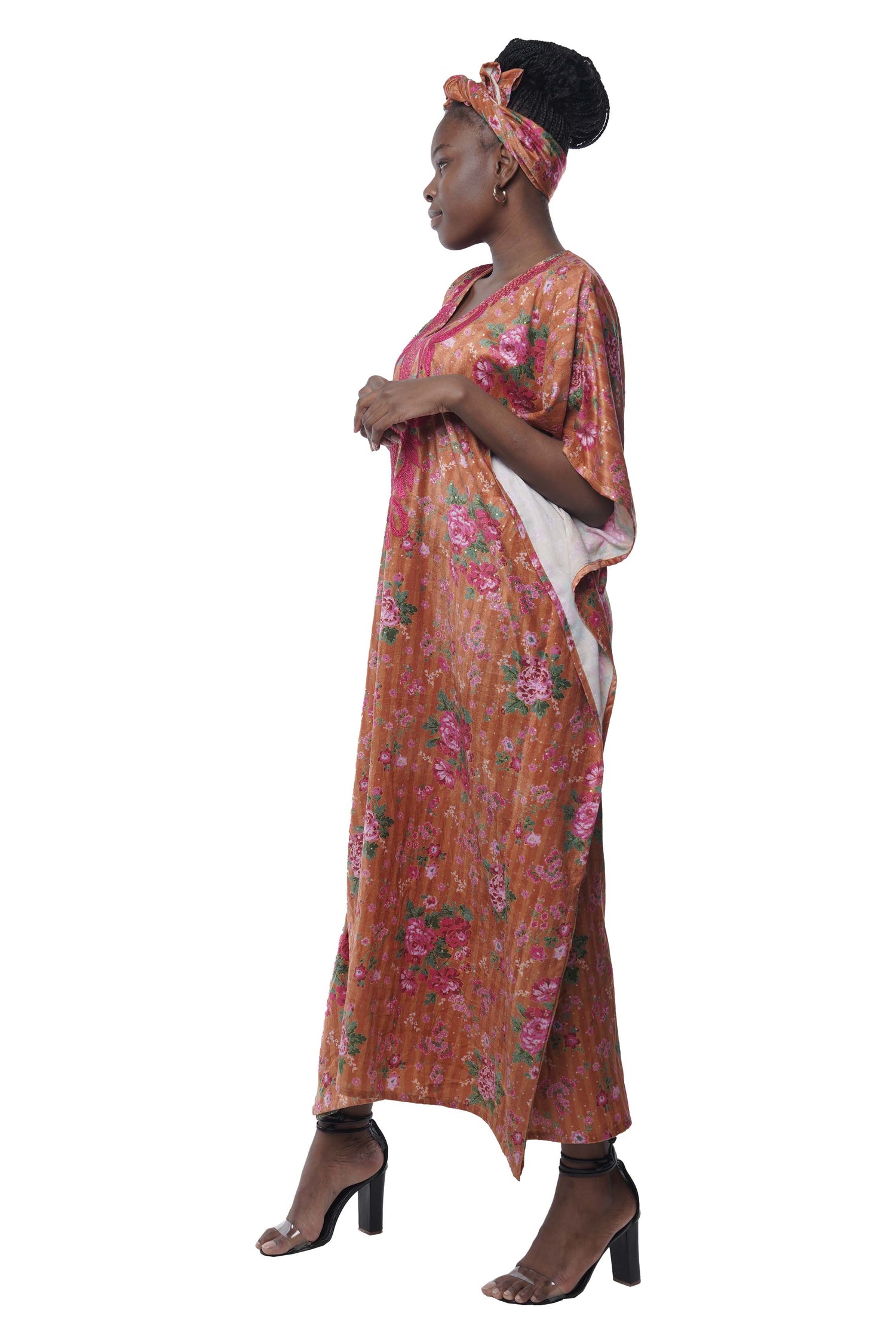 Afrocentric velvet dress with headwrap – fast shipping