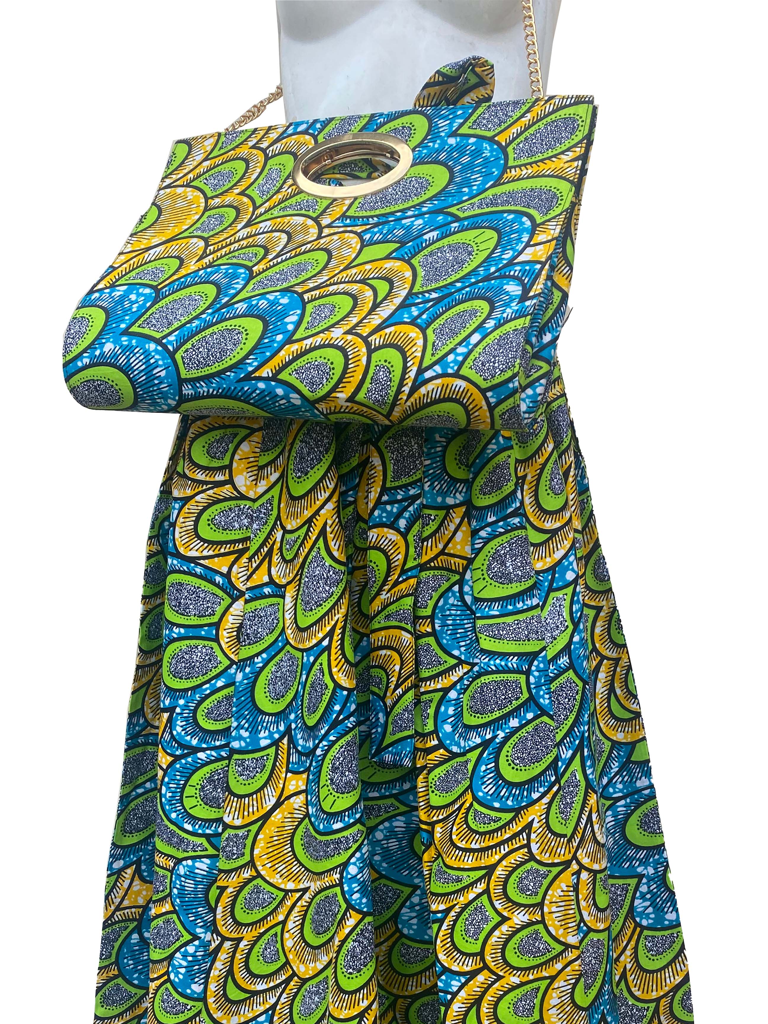 African Long Maxi Skirt With Handbag