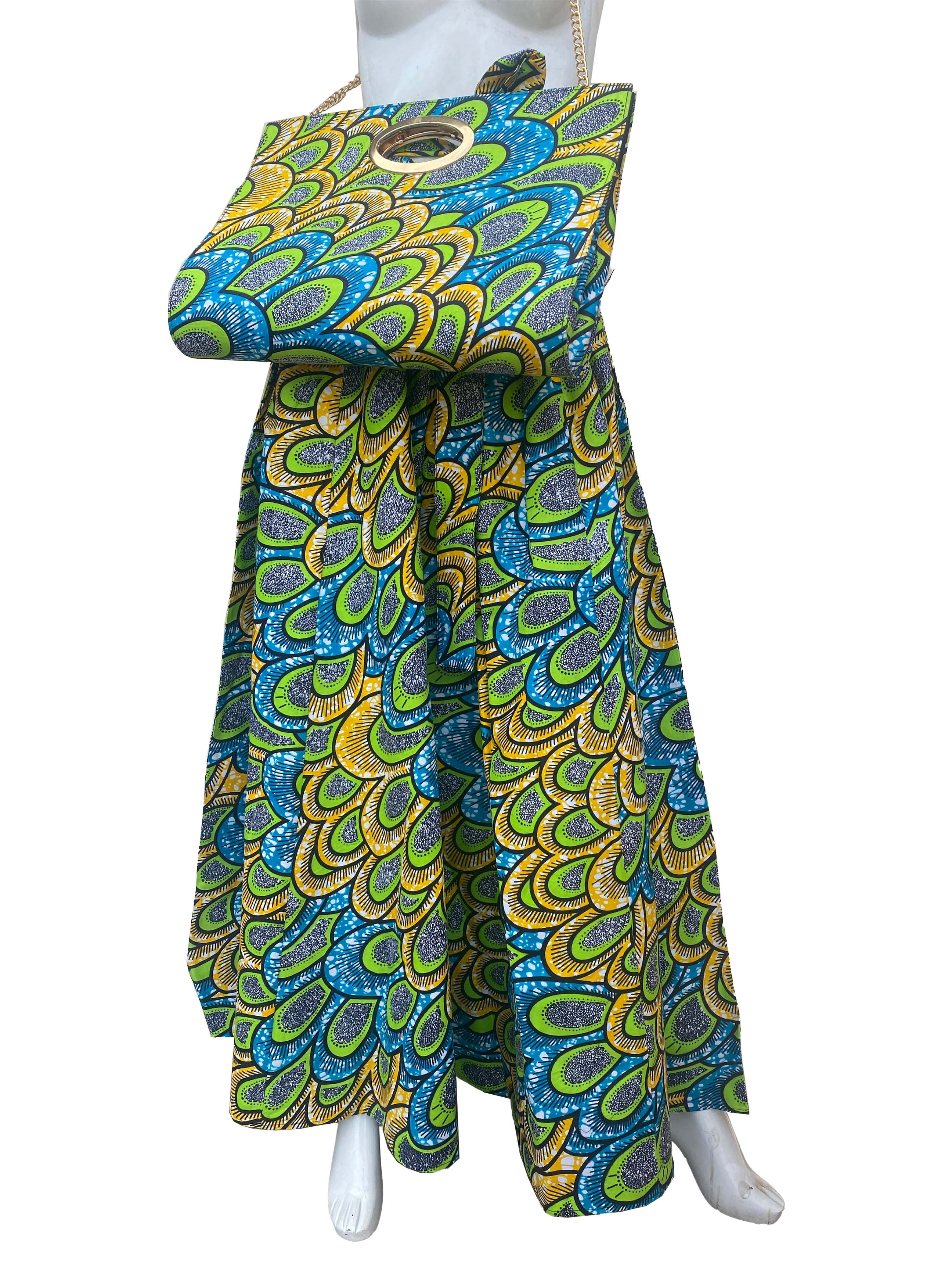 African Long Maxi Skirt With Handbag