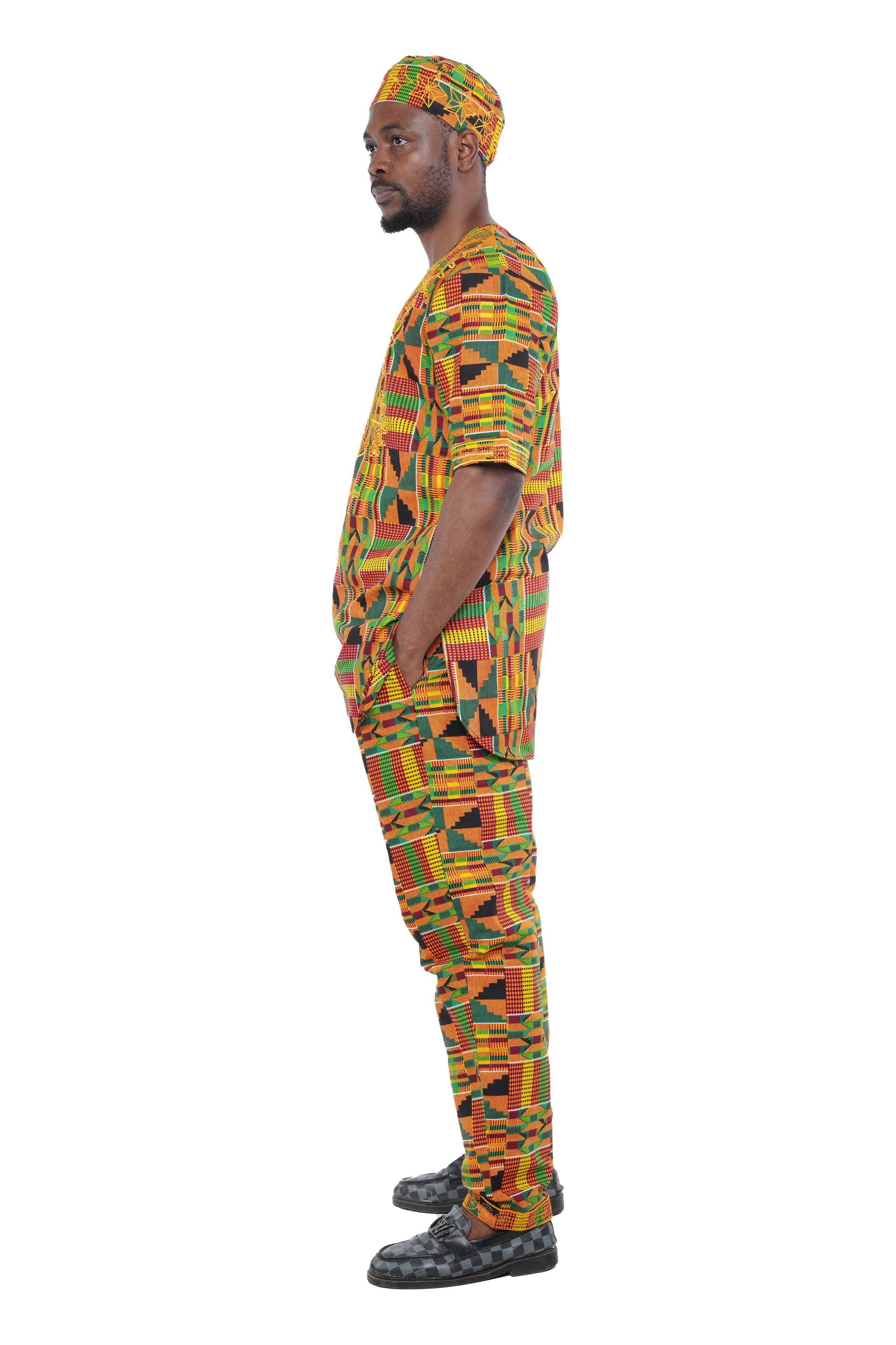 Kente Embroidered Pant Set For Men