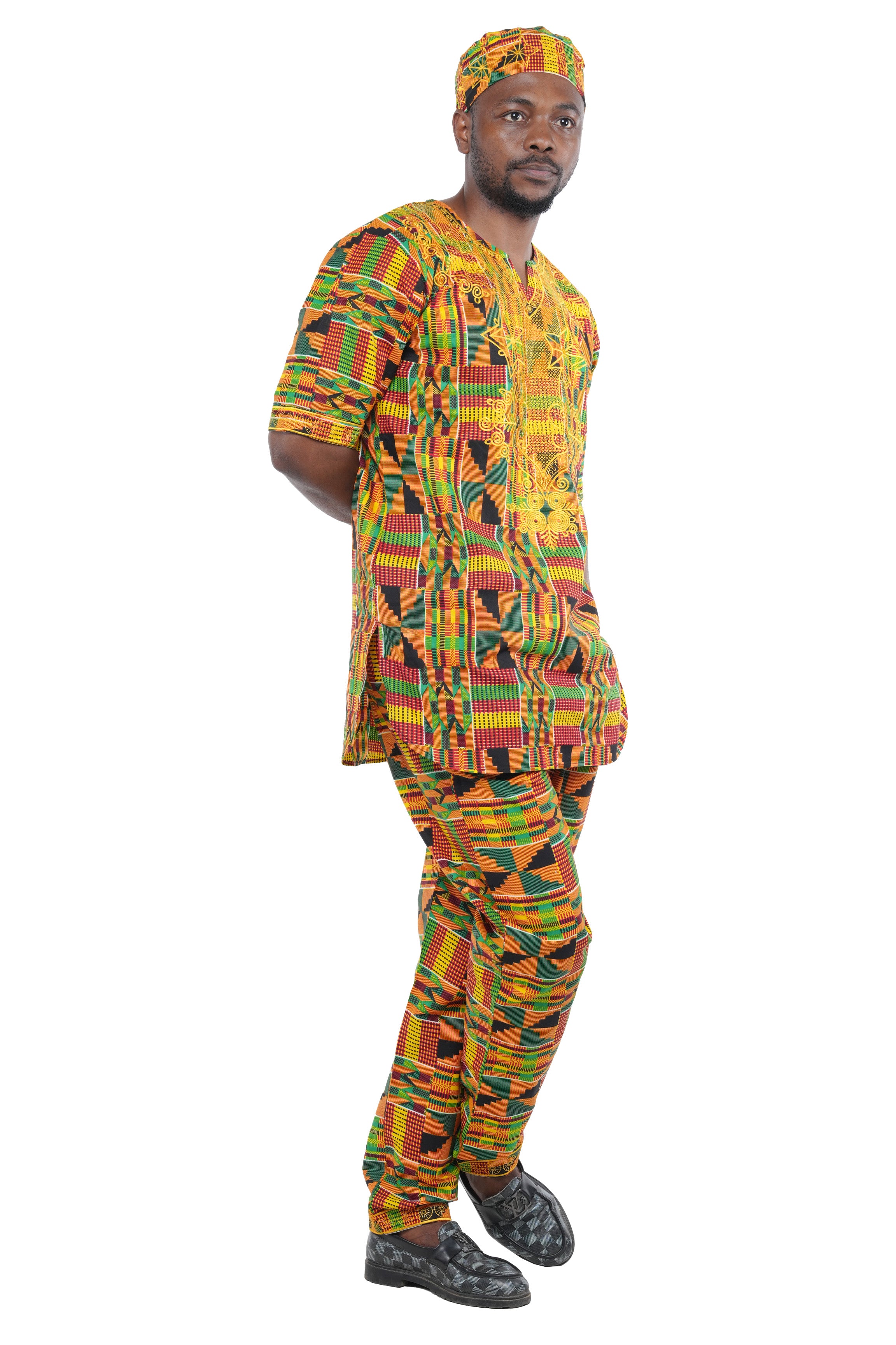 Kente Embroidered Pant Set For Men