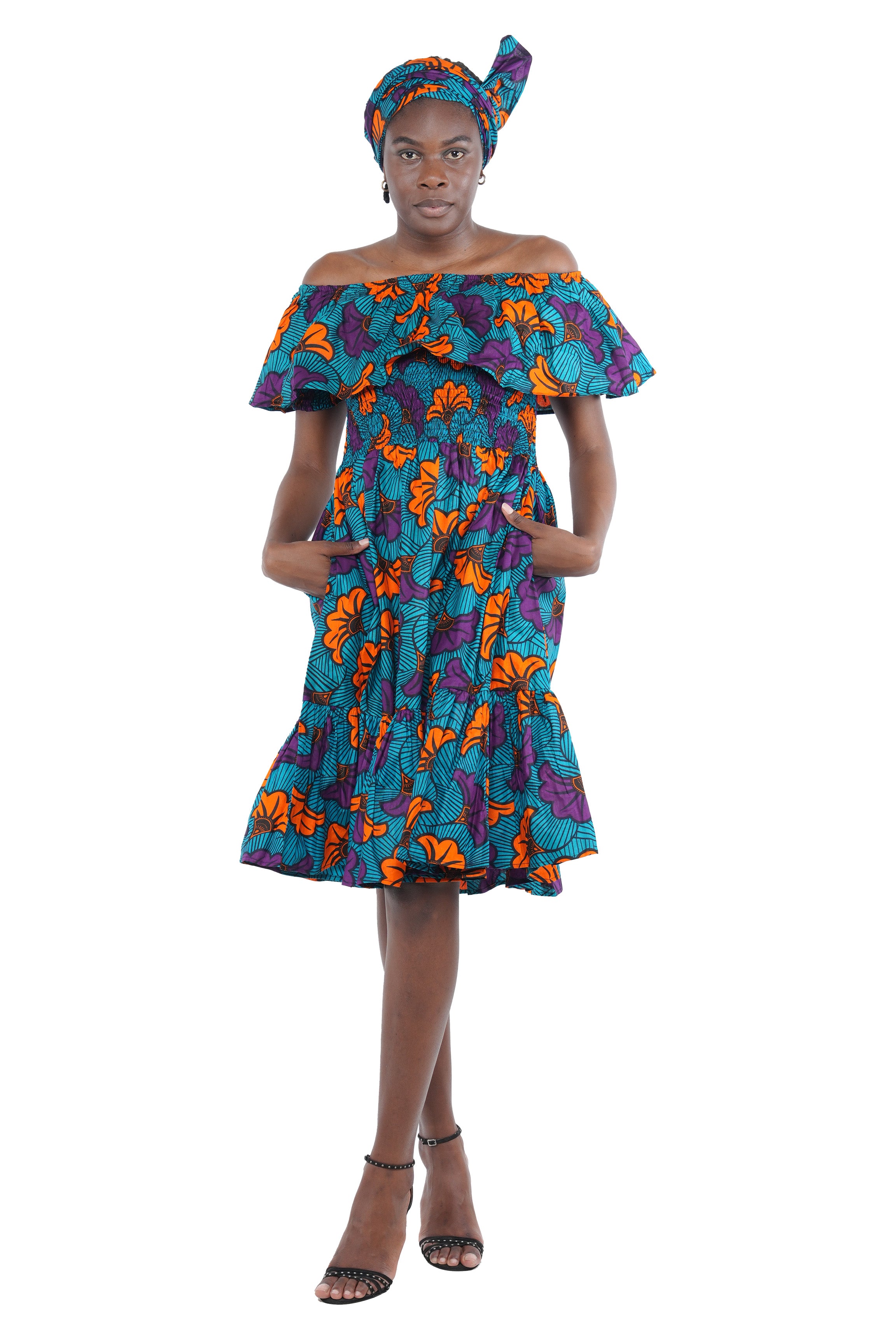 Ankara Fit and Flare Short Dress
