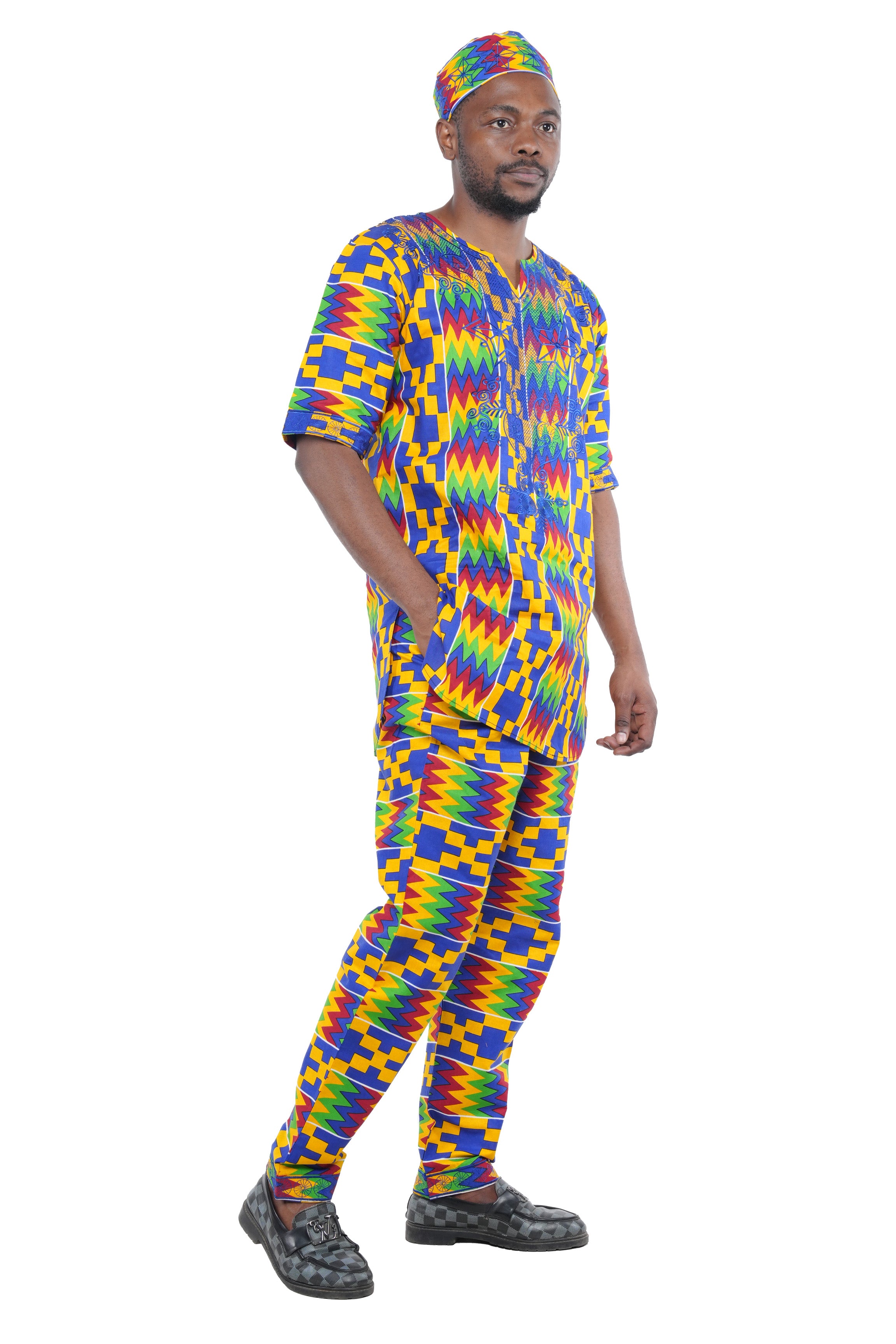Kente Embroidered Pant Set For Men