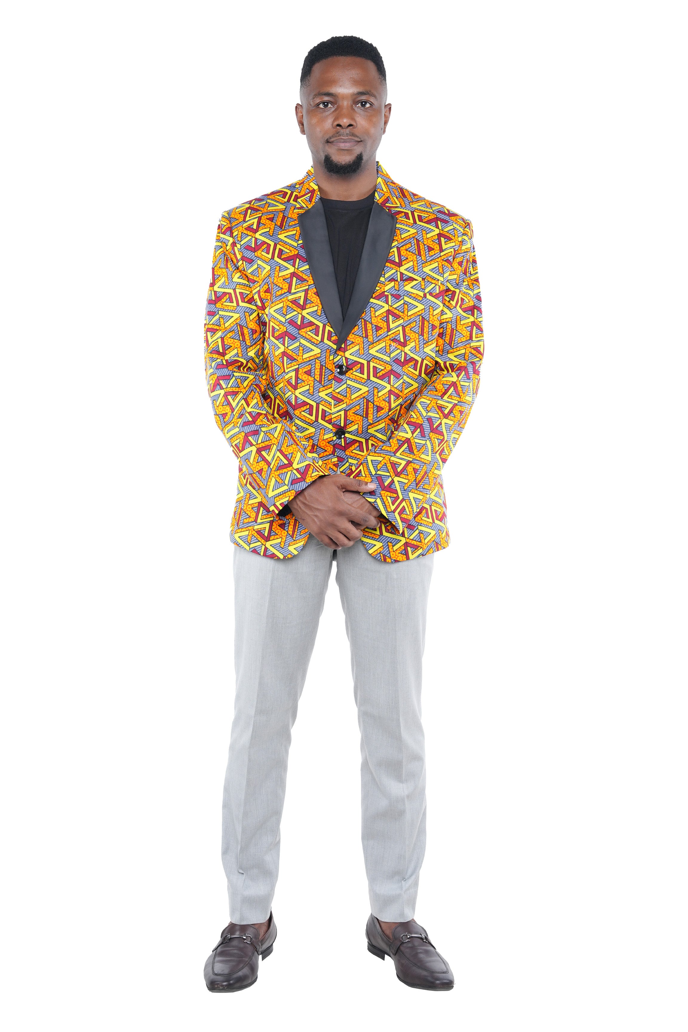 African Print Blazer Jacket for Men, 100% Cotton, Lined, Traditional Dashiki