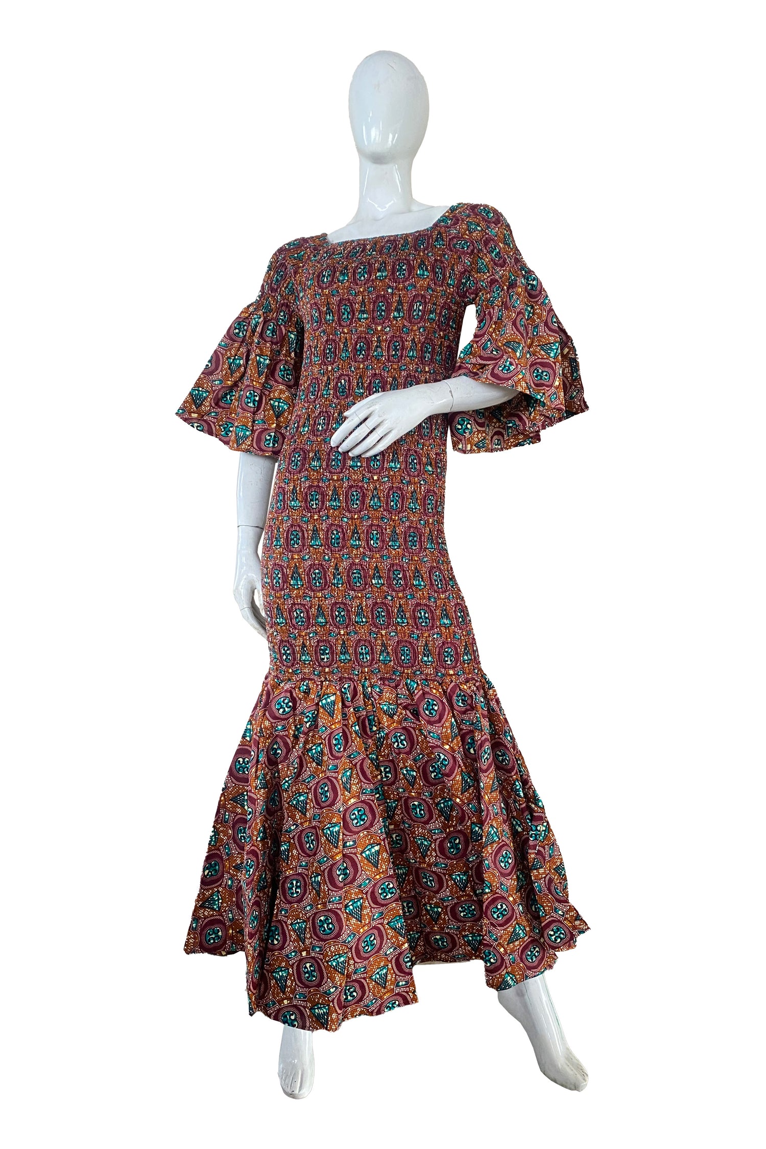 African Long Smocked Mermaid/Fish Tail Dress