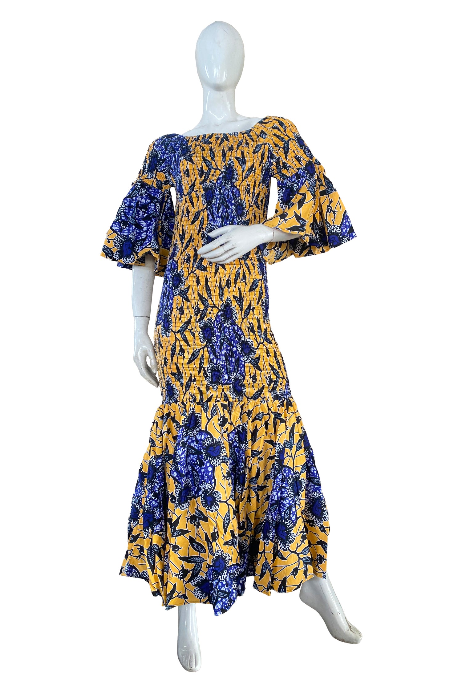 African Ankara Women Casual Long Smocked Mermaid/Fish Tail Dress