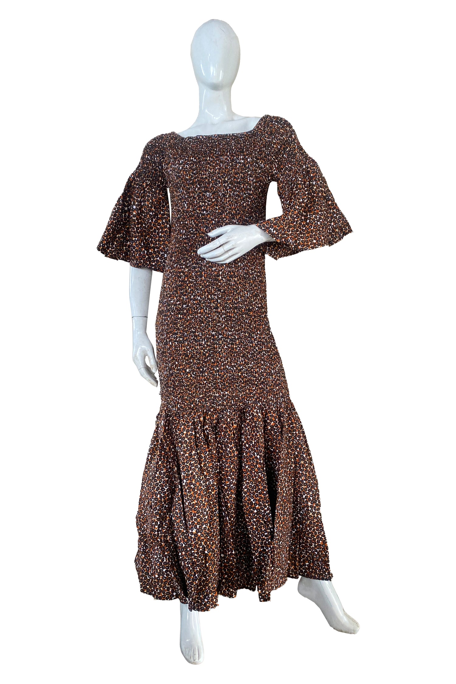 African Ankara Women Casual Long Smocked Mermaid/Fish Tail Dress