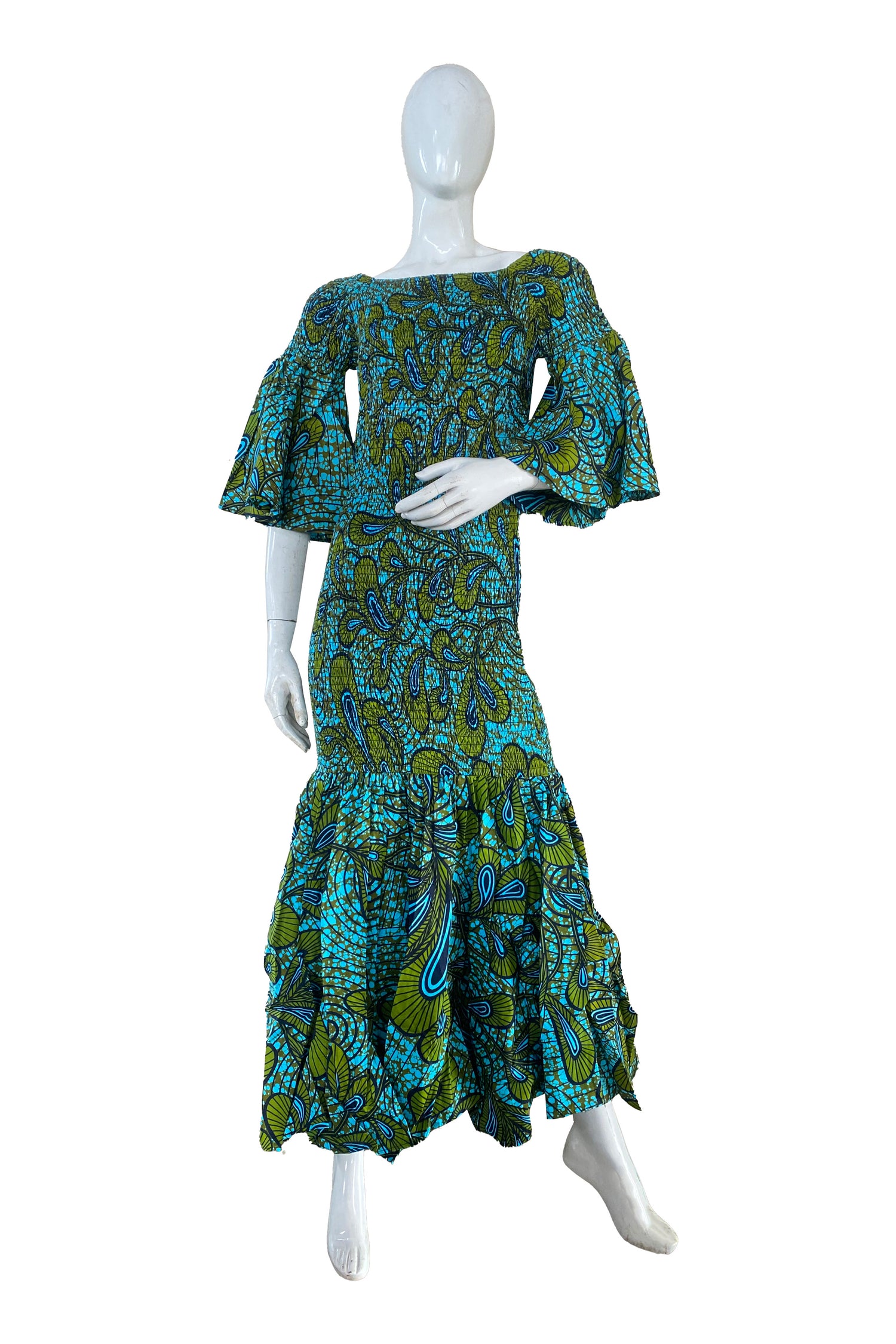 African Ankara Women Casual Long Smocked Mermaid/Fish Tail Dress