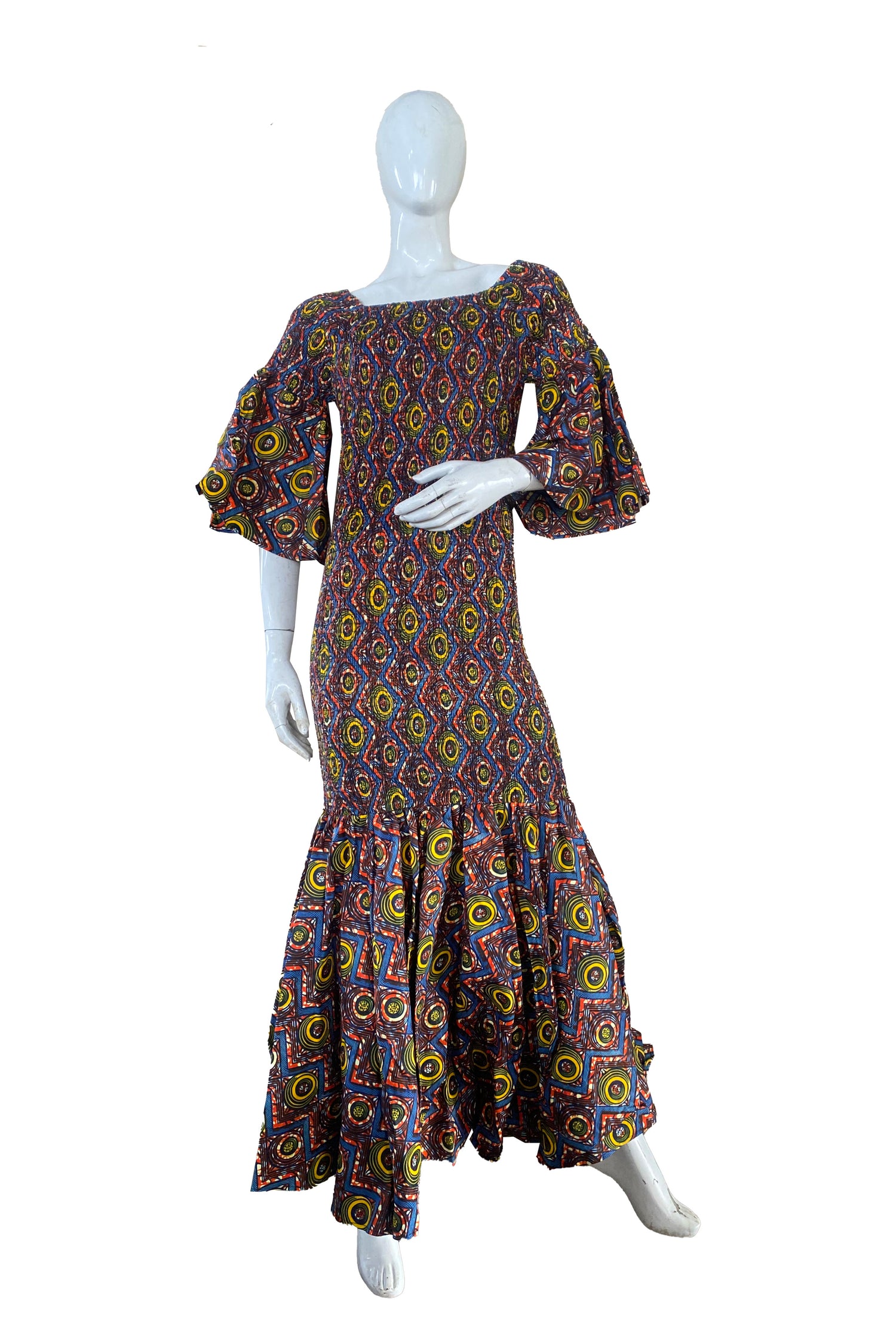 African Ankara Women Casual Long Smocked Mermaid/Fish Tail Dress